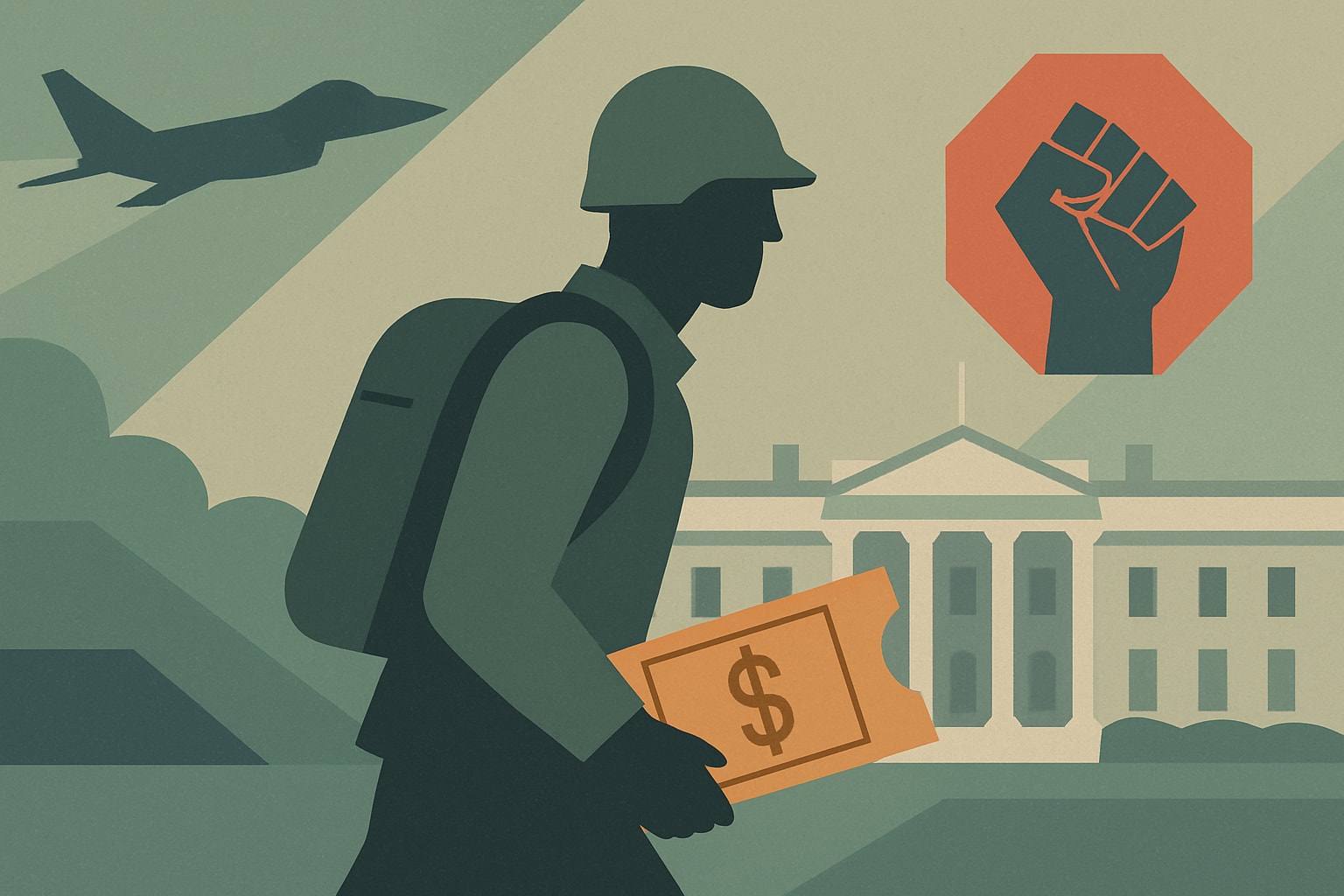 Editorial illustration for: Active-Duty Troops Must Meet Standards and Pay for Travel to White House UFC Event