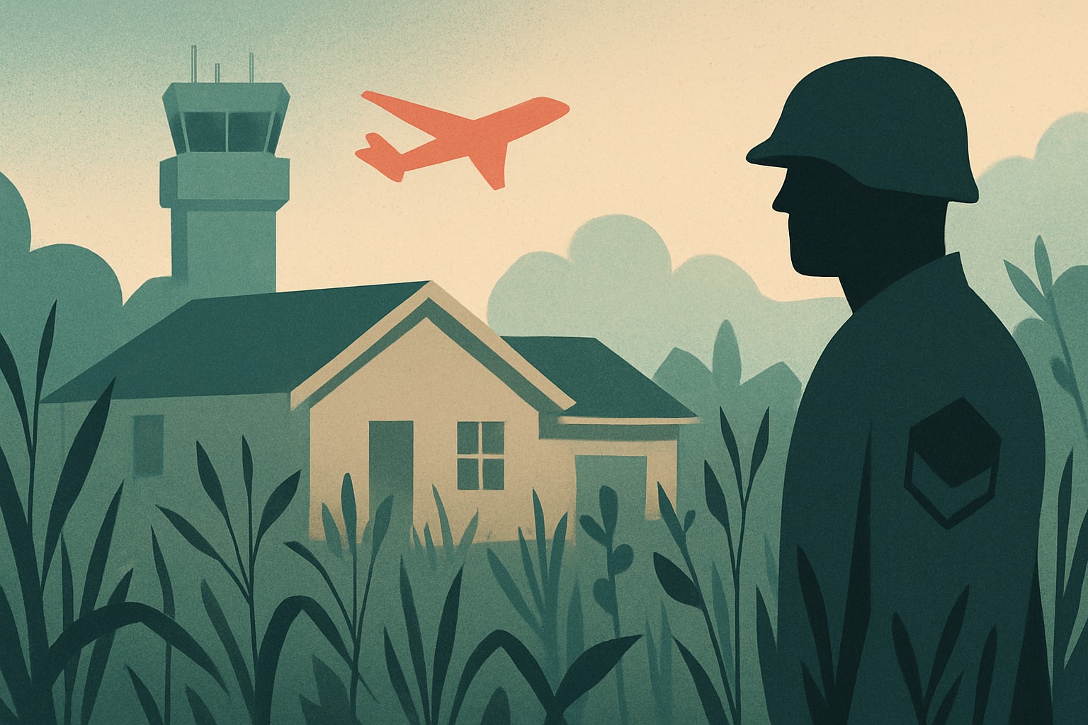 Editorial illustration for: Families at Lackland Air Force Base Report Overgrown Neighborhoods