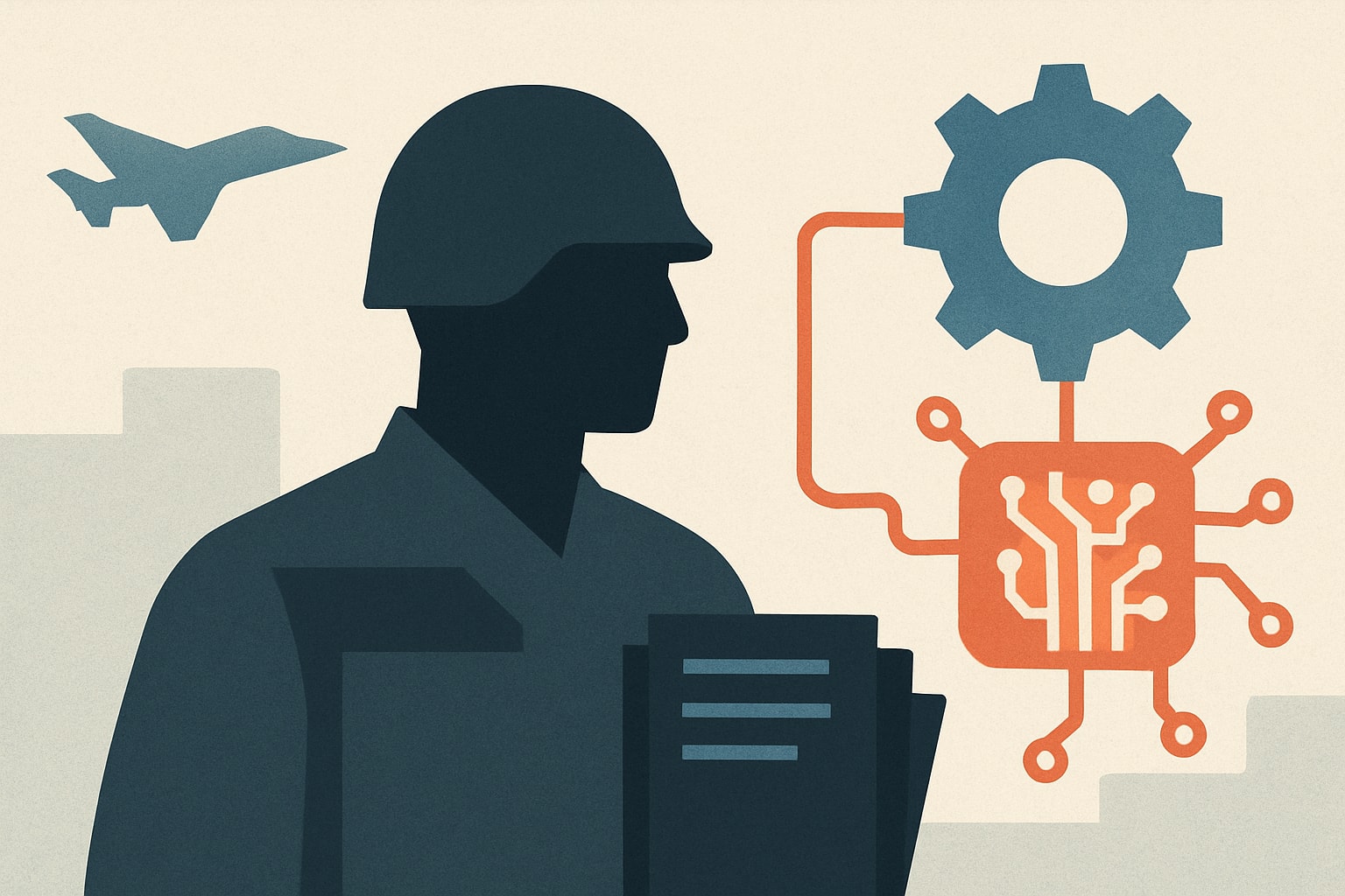 Editorial illustration for: New Military-Focused AI Tools Seek to Alleviate Administrative Burdens
