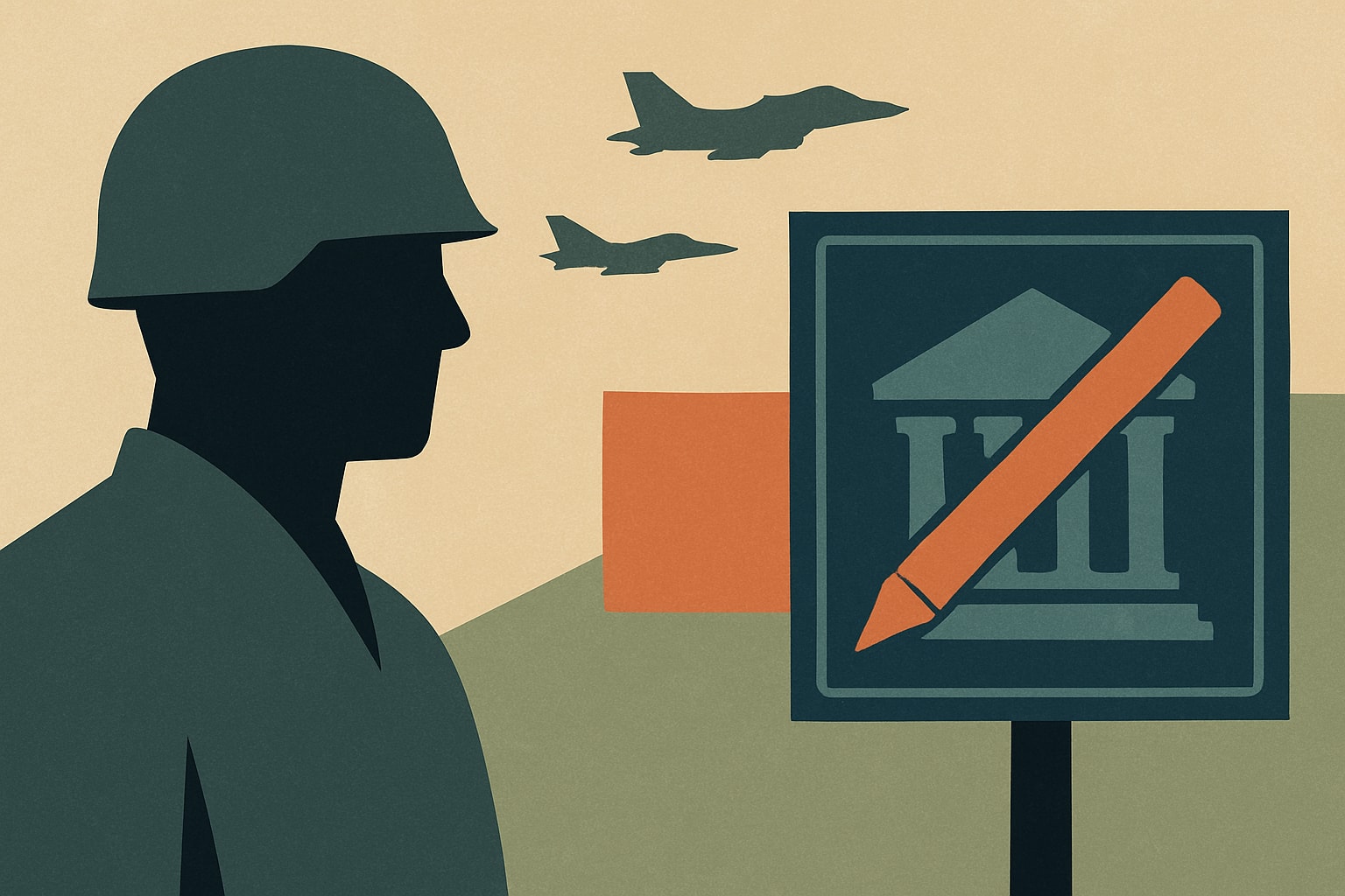 Editorial illustration for: Senate Committee Approves Department of War Name Change