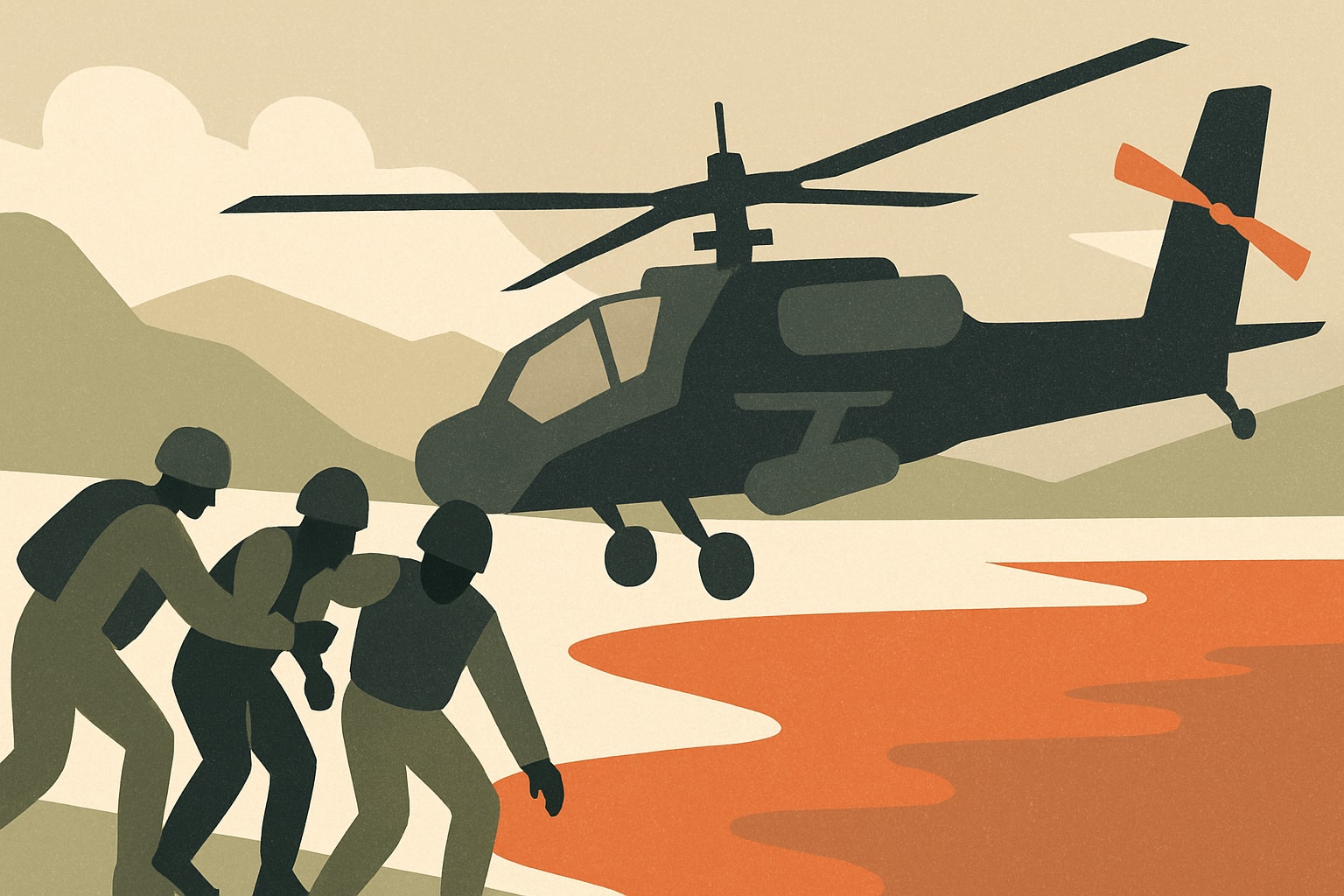 Editorial illustration for: US Soldiers Rescued After Apache Helicopter Goes Down Near Oman