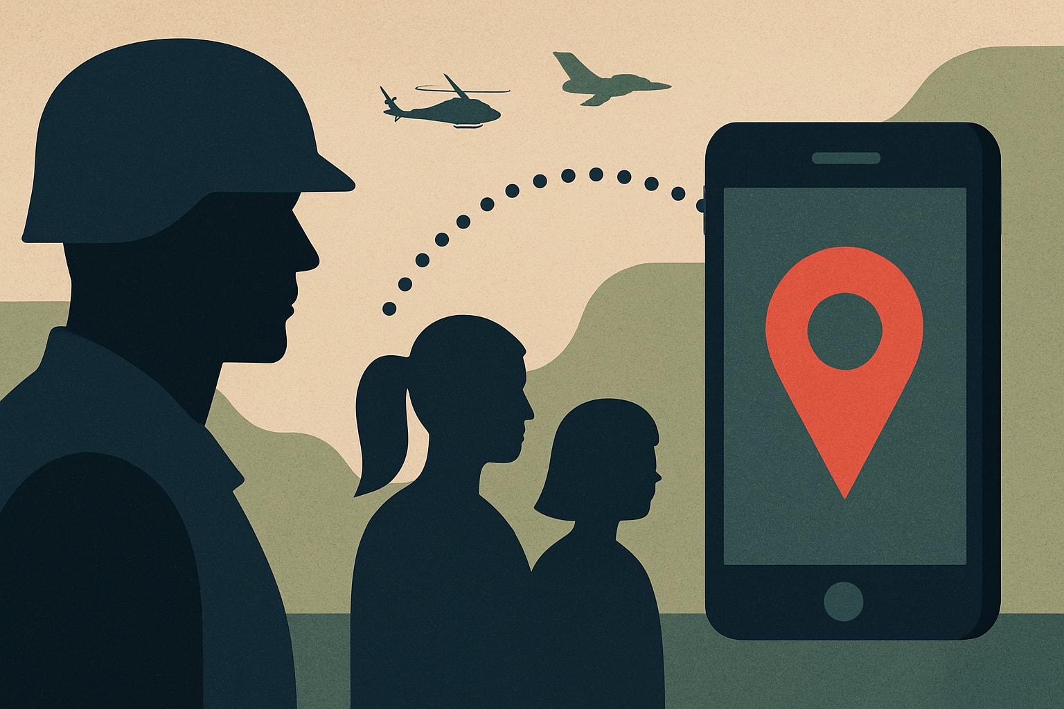 Editorial illustration for: Experts Warn: Adversaries Can Exploit App Data to Track Troops and Families