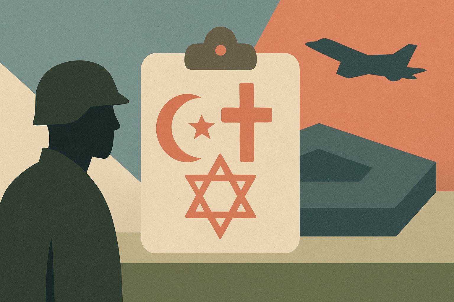 Editorial illustration for: Pentagon Revises Religious List Following Criticism from Utah Lawmakers