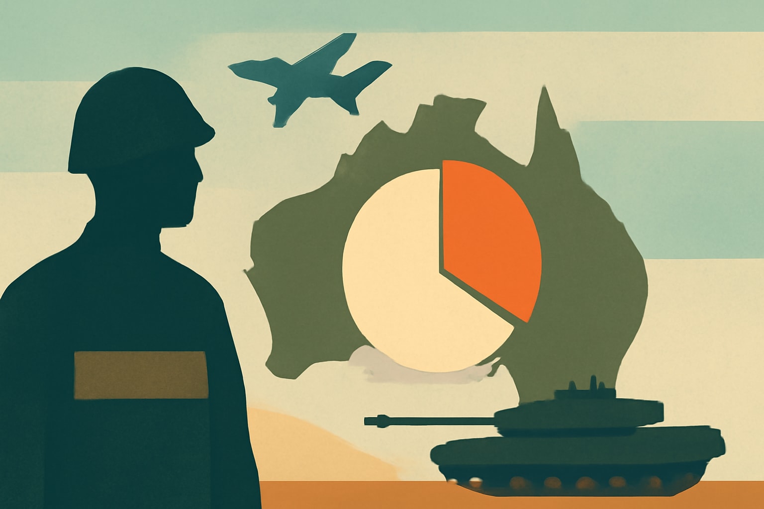 Editorial illustration for: Australia Aims to Boost Defense Spending to 3% of GDP by 2034