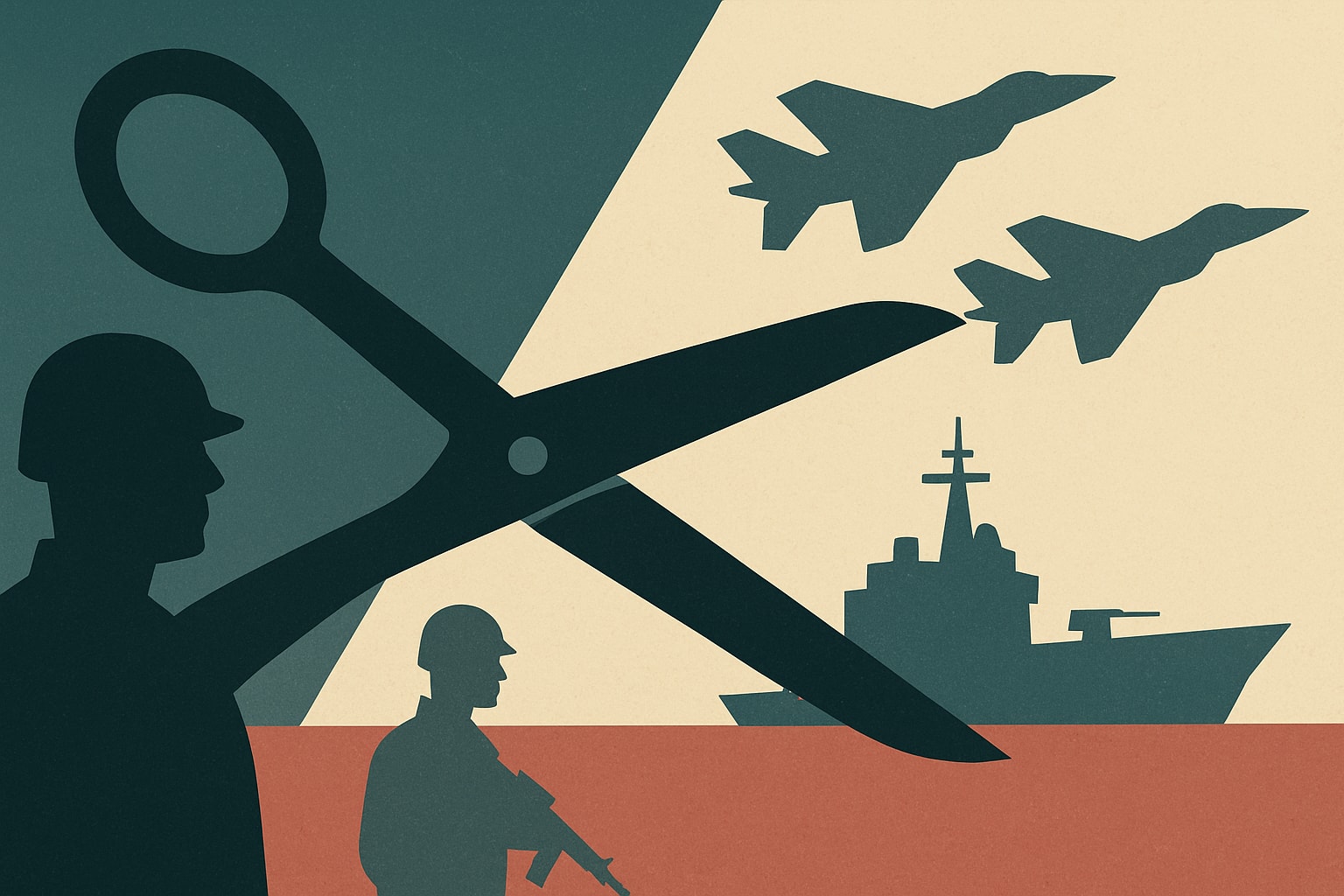 Editorial illustration for: U.S. Plans Major Cut to Jets and Warships for NATO Operations
