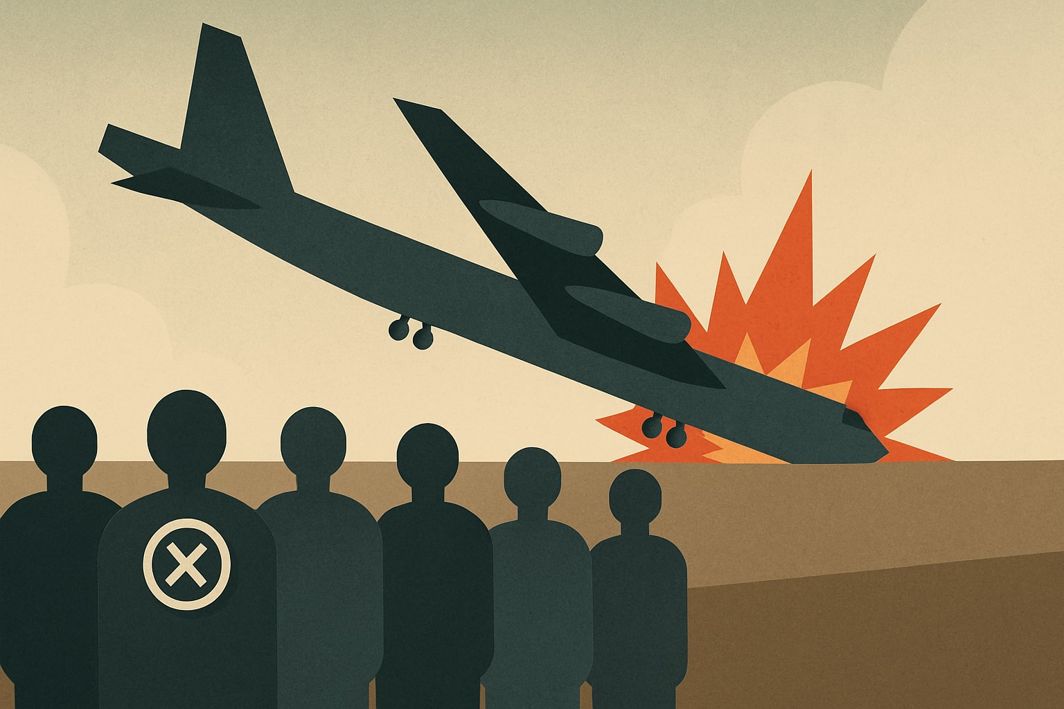 Editorial illustration for: B-52 Stratofortress Crash at Edwards AFB: 8 Crew Members Presumed Dead