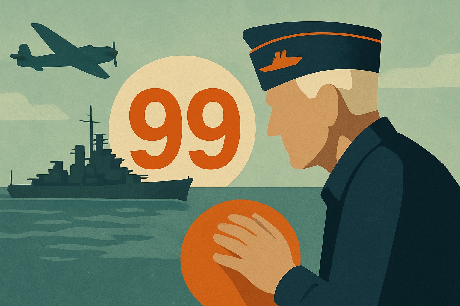 Editorial illustration for: Last Living USS Indianapolis Survivor Celebrates 99th Birthday