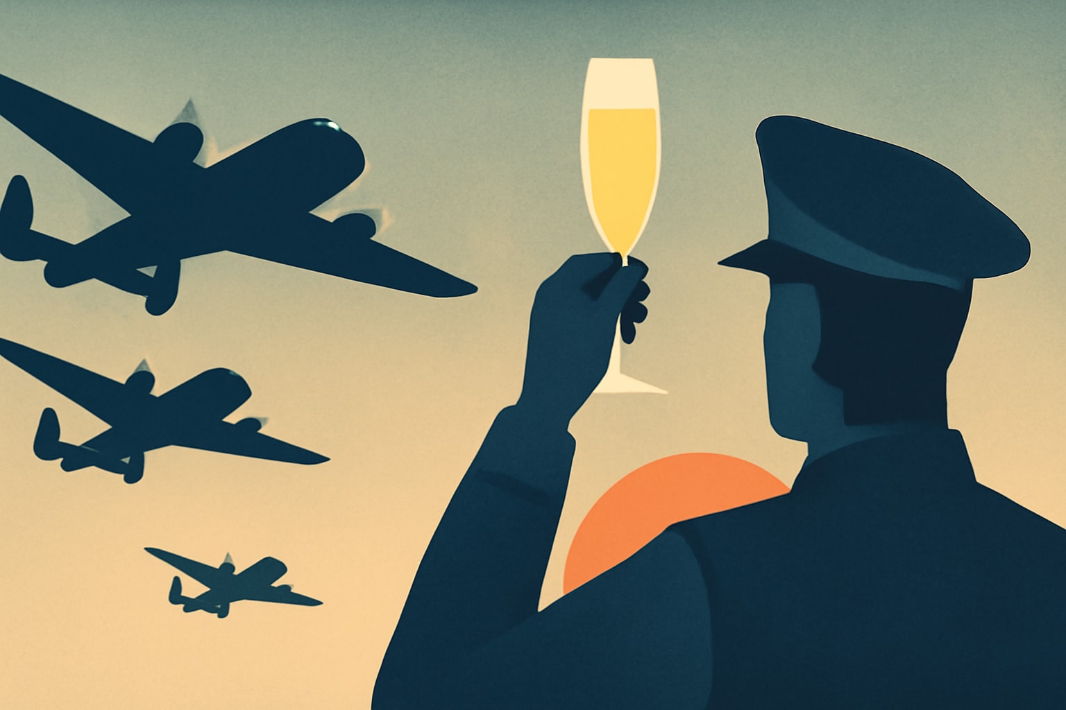 Editorial illustration for: Caine Leads Global Toast to Honor Doolittle Raiders on 80th Anniversary