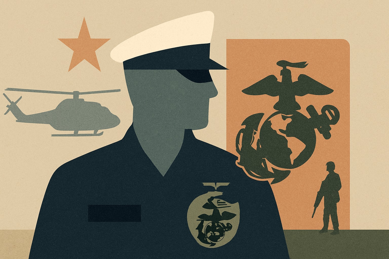 Editorial illustration for: Navy Officer, 67, Becomes Oldest on Record to Earn Fleet Marine Force Pin