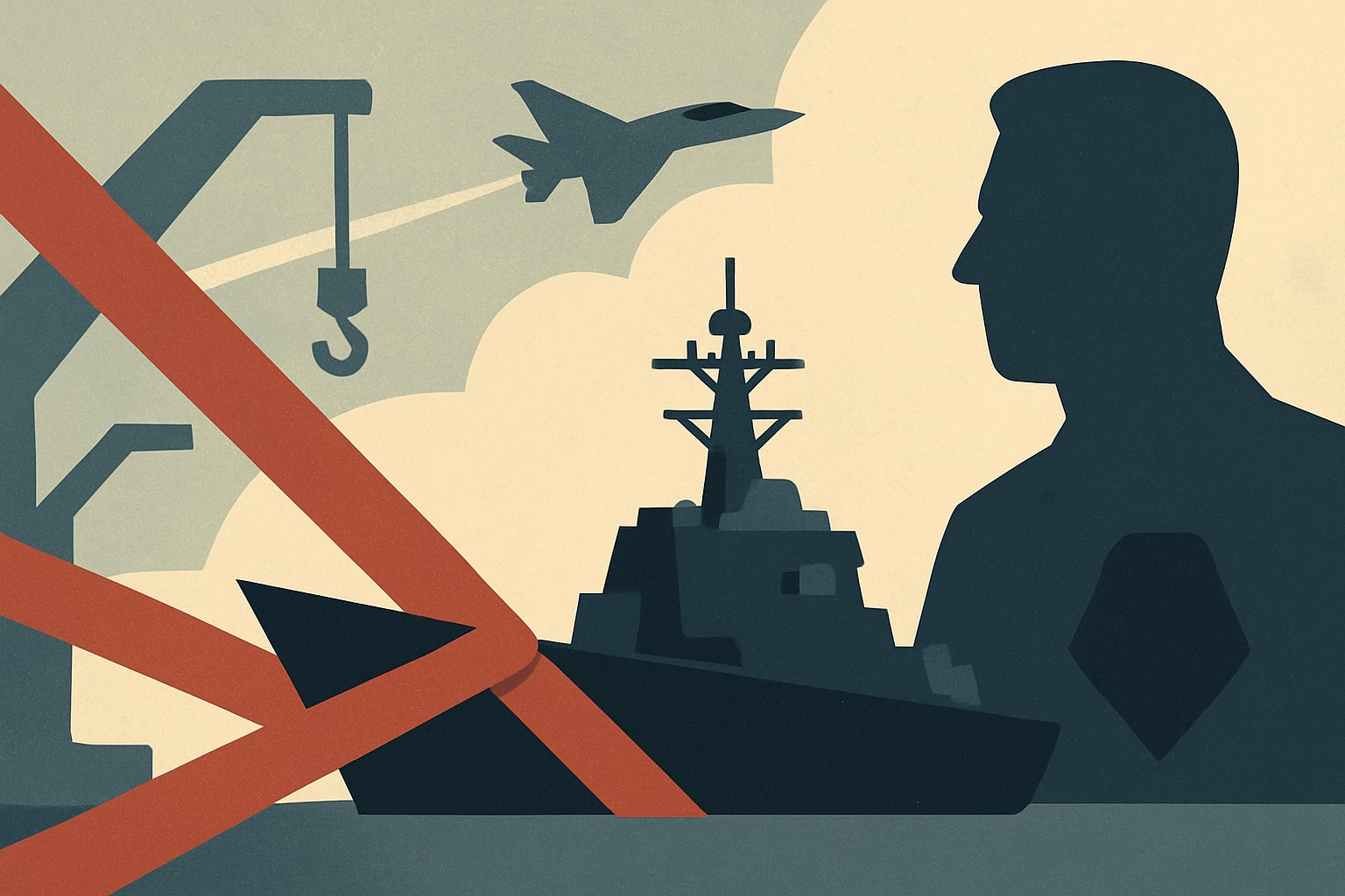 Editorial illustration for: Congress Seeks to Limit US Navy Vessels Built in Foreign Shipyards