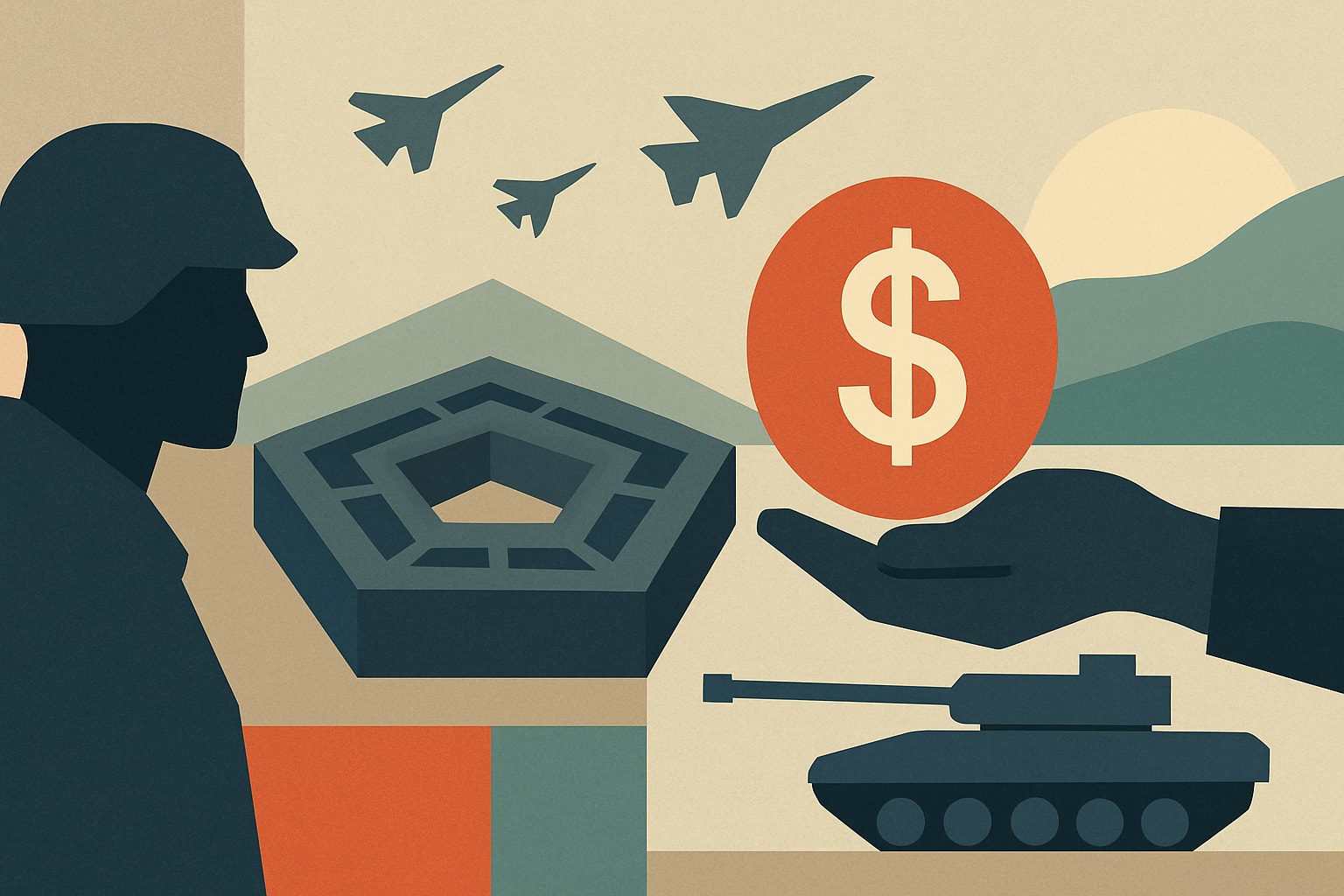 Editorial illustration for: Pentagon Seeks $80 Billion Funding for Iran Conflict and Other Military Expenses