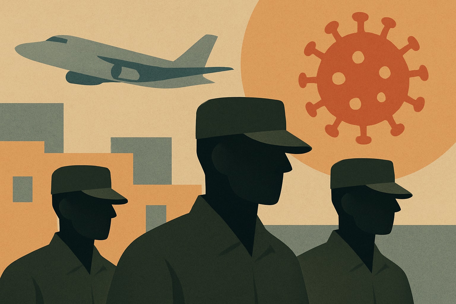 Editorial illustration for: Flu Outbreak Affects Nearly 160 Air Force Trainees at Lackland
