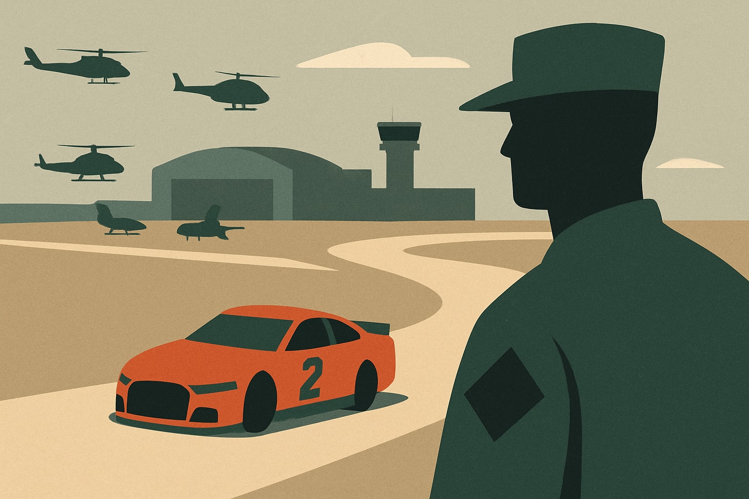 Editorial illustration for: NASCAR Hosts First Race on Active Military Base at Naval Base Coronado