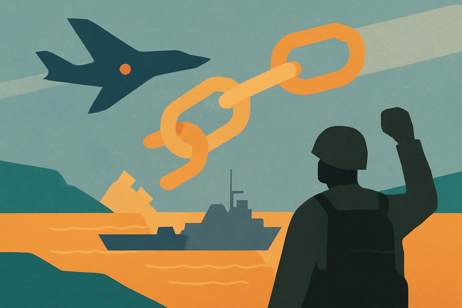 Editorial illustration for: U.S. Military Lifts Navy Blockade in Strait of Hormuz After Two Months