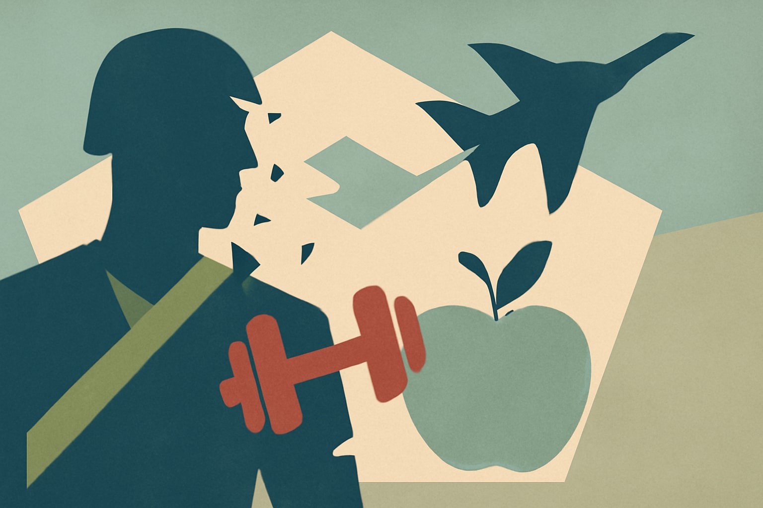 Editorial illustration for: Pentagon Initiates Yearlong Strategy for Total Force Fitness Overhaul
