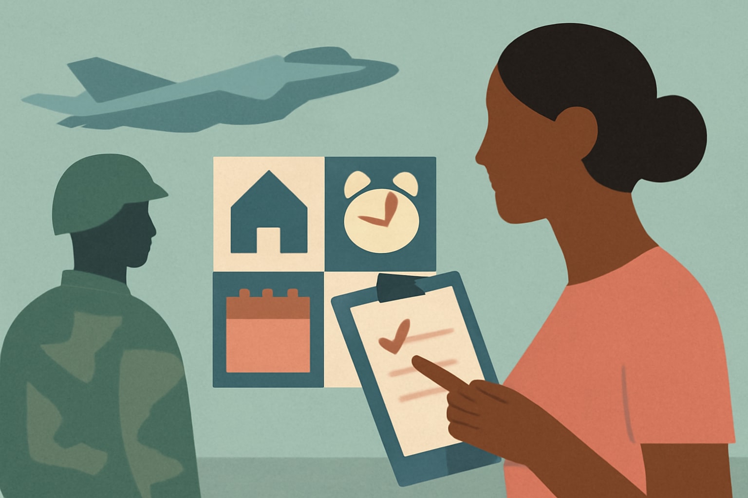Editorial illustration for: 8 Essential Organizational Tips for Working Military Spouses