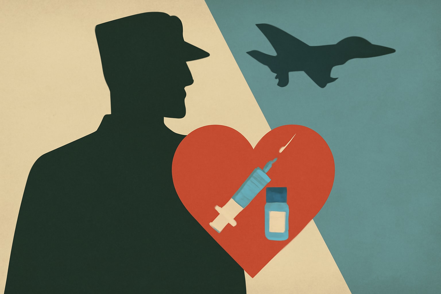 Editorial illustration for: VA Study Finds COVID Vaccine Reduces Heart Attack and Stroke Risk for Veterans