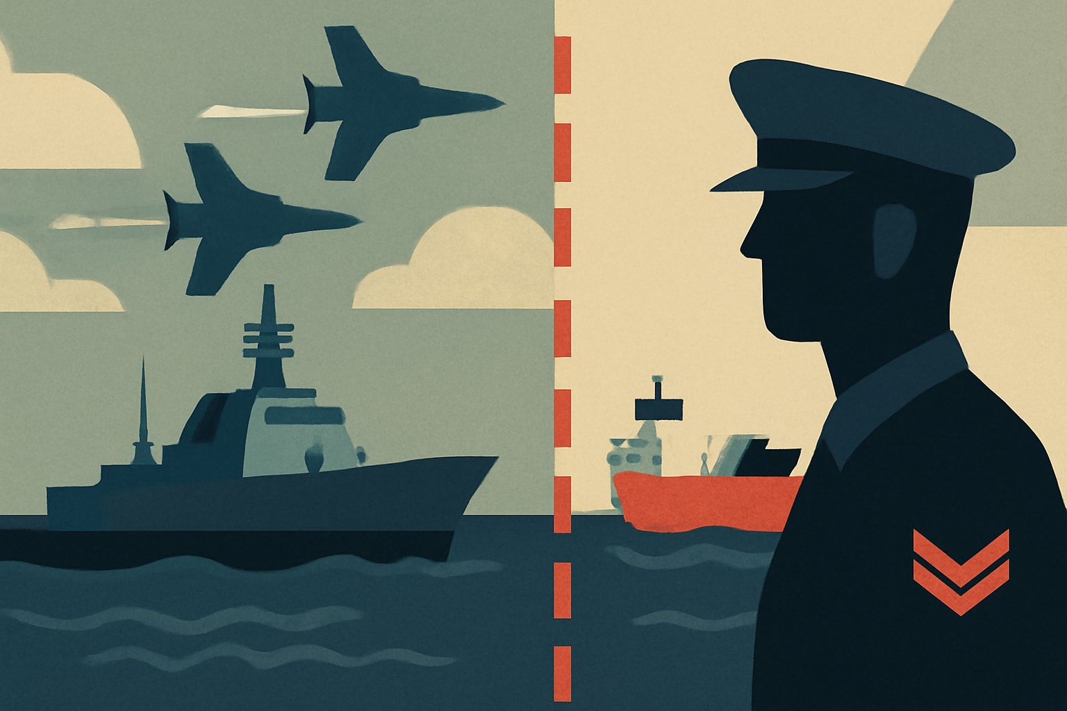 Editorial illustration for: US Navy to Blockade Strait of Hormuz Effective Immediately