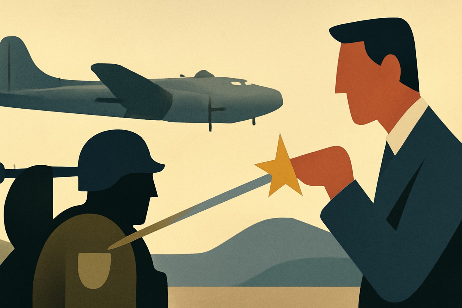 Editorial illustration for: 100-Year-Old B-17 Turret Gunner Knighted by France