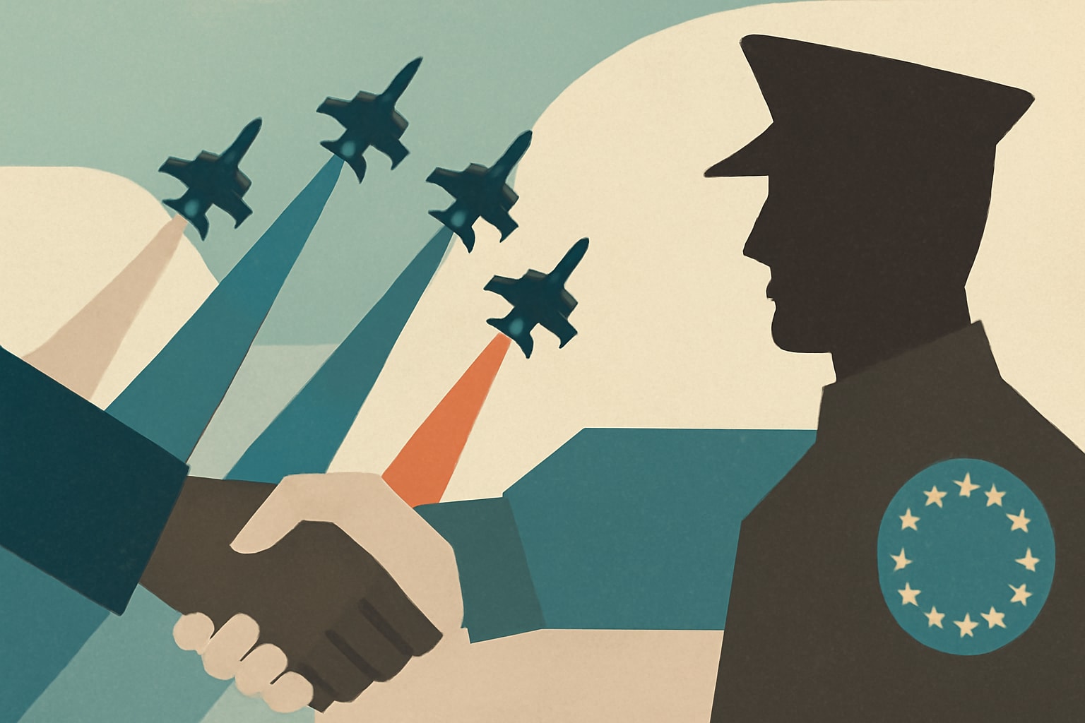 Editorial illustration for: Bastille Day Flyover to Showcase European Military Cooperation