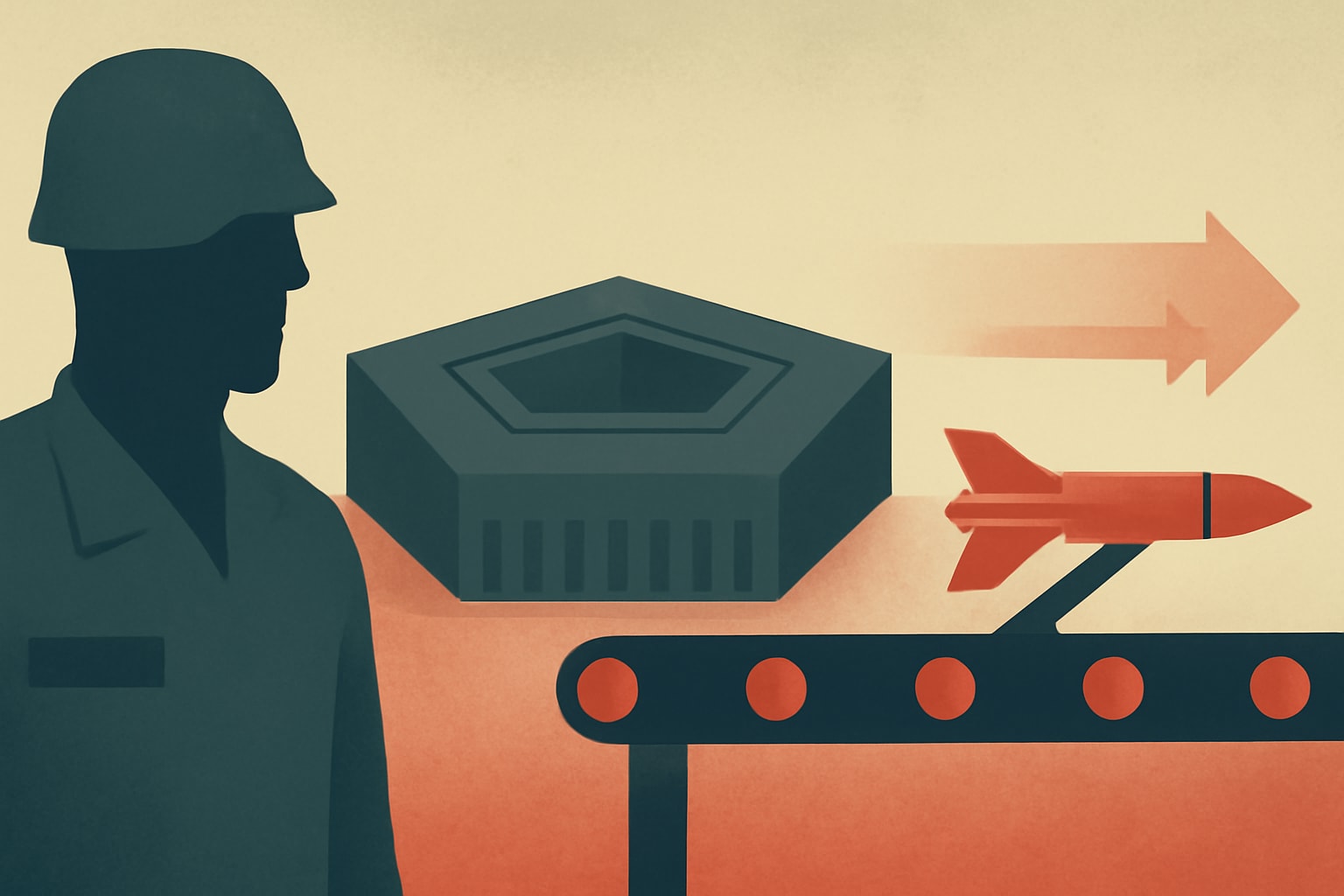 Editorial illustration for: Pentagon's Push to Field Weapons Faster Risks Oversight Failures
