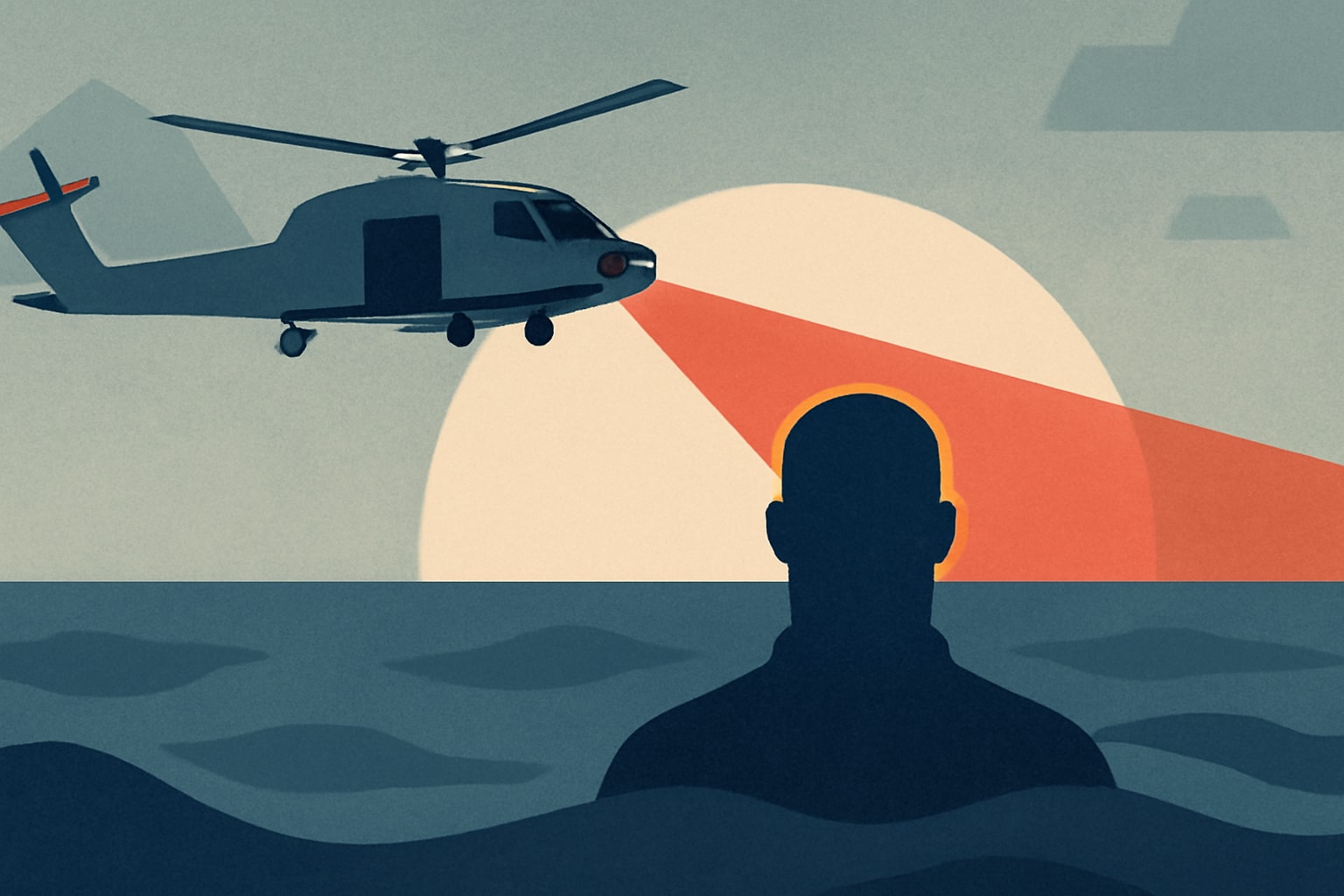 Editorial illustration for: Navy Aviator Missing After Helicopter Makes Emergency Landing in Arabian Sea