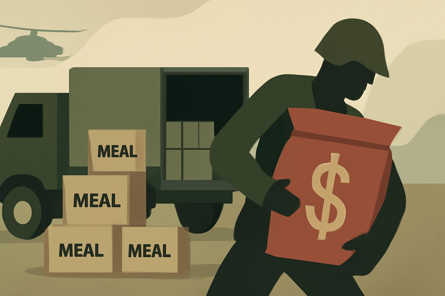 Editorial illustration for: Army Contractor Steals Over $1 Million in MREs