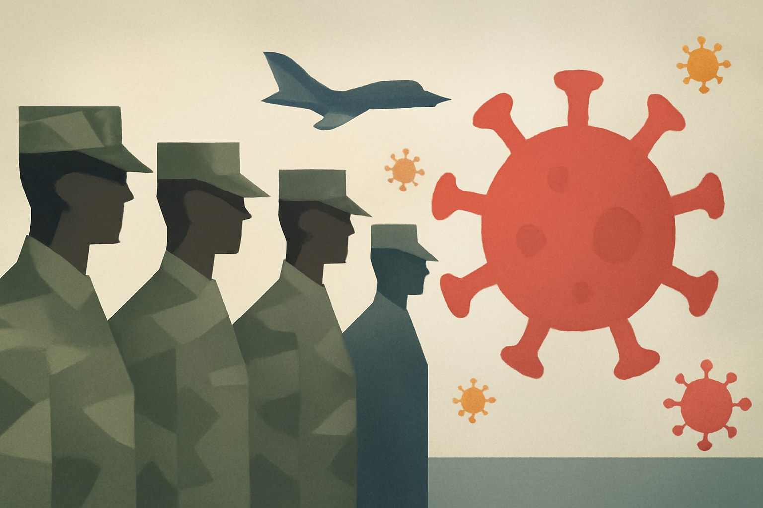 Editorial illustration for: Flu Outbreak Sickens Hundreds at Air Force Basic Military Training