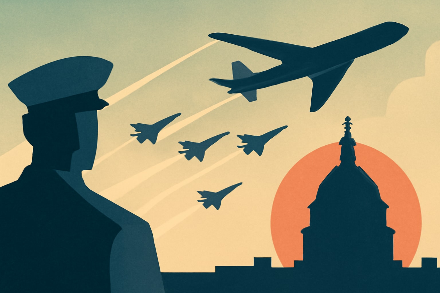Editorial illustration for: Massive Airshow Over Washington, D.C. to Celebrate Independence Day