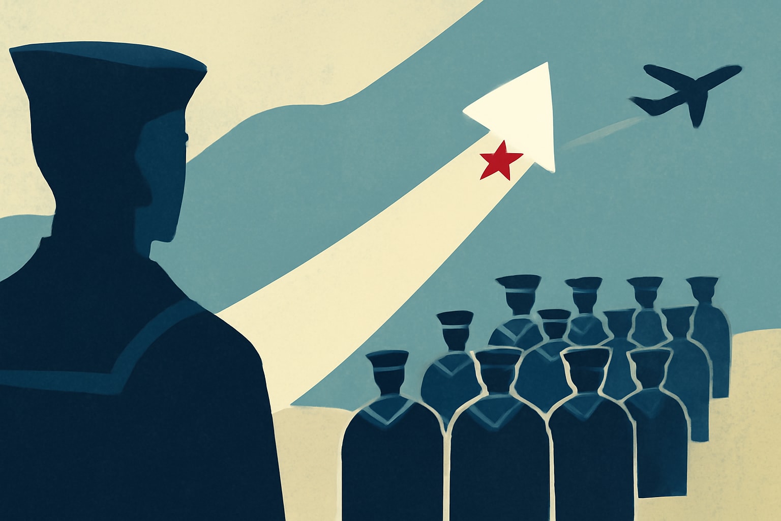 Editorial illustration for: Navy Hits 45,000 Recruits Three Months Ahead of Schedule