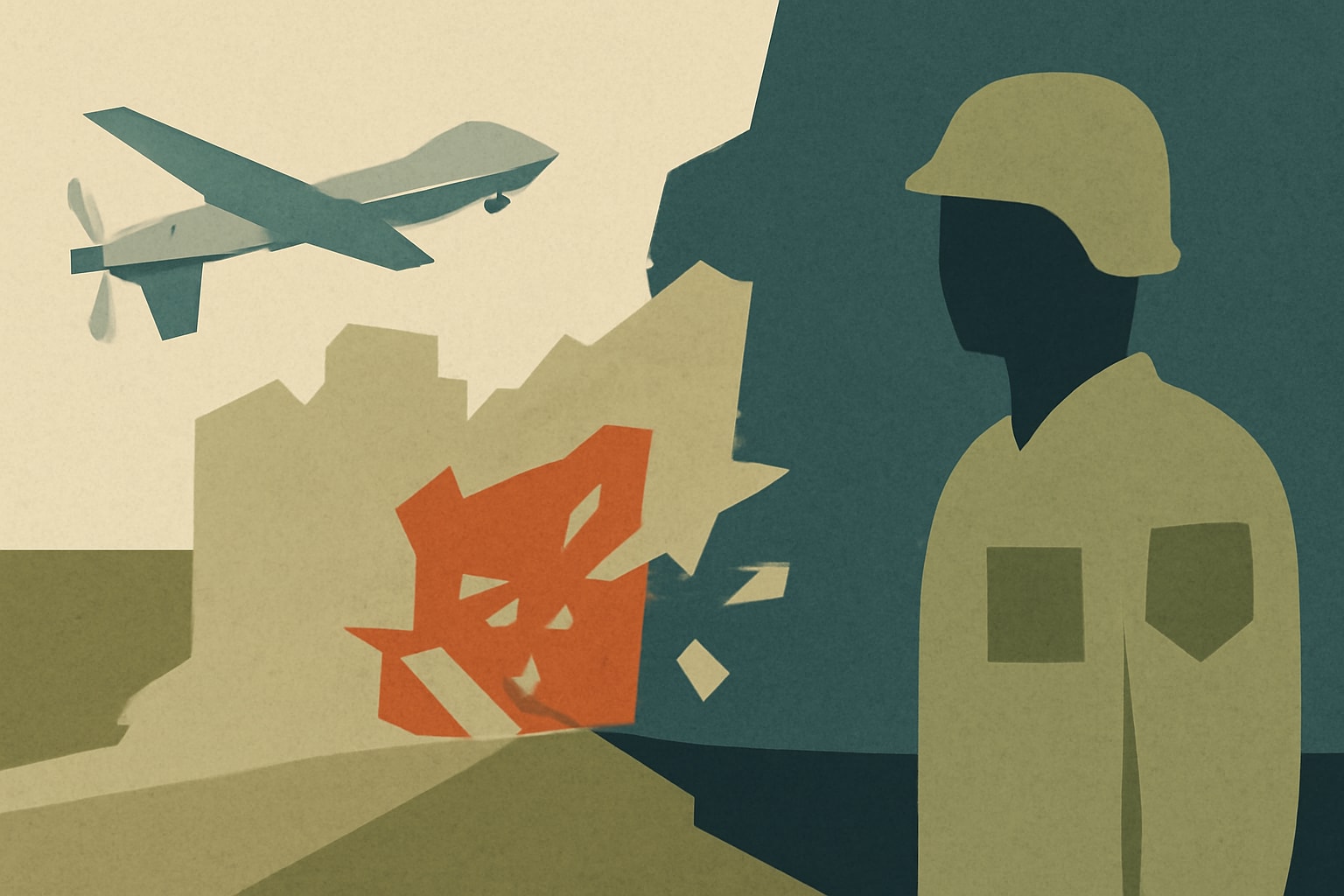 Editorial illustration for: The U.S. Army Goes Into the Breach — Without Soldiers