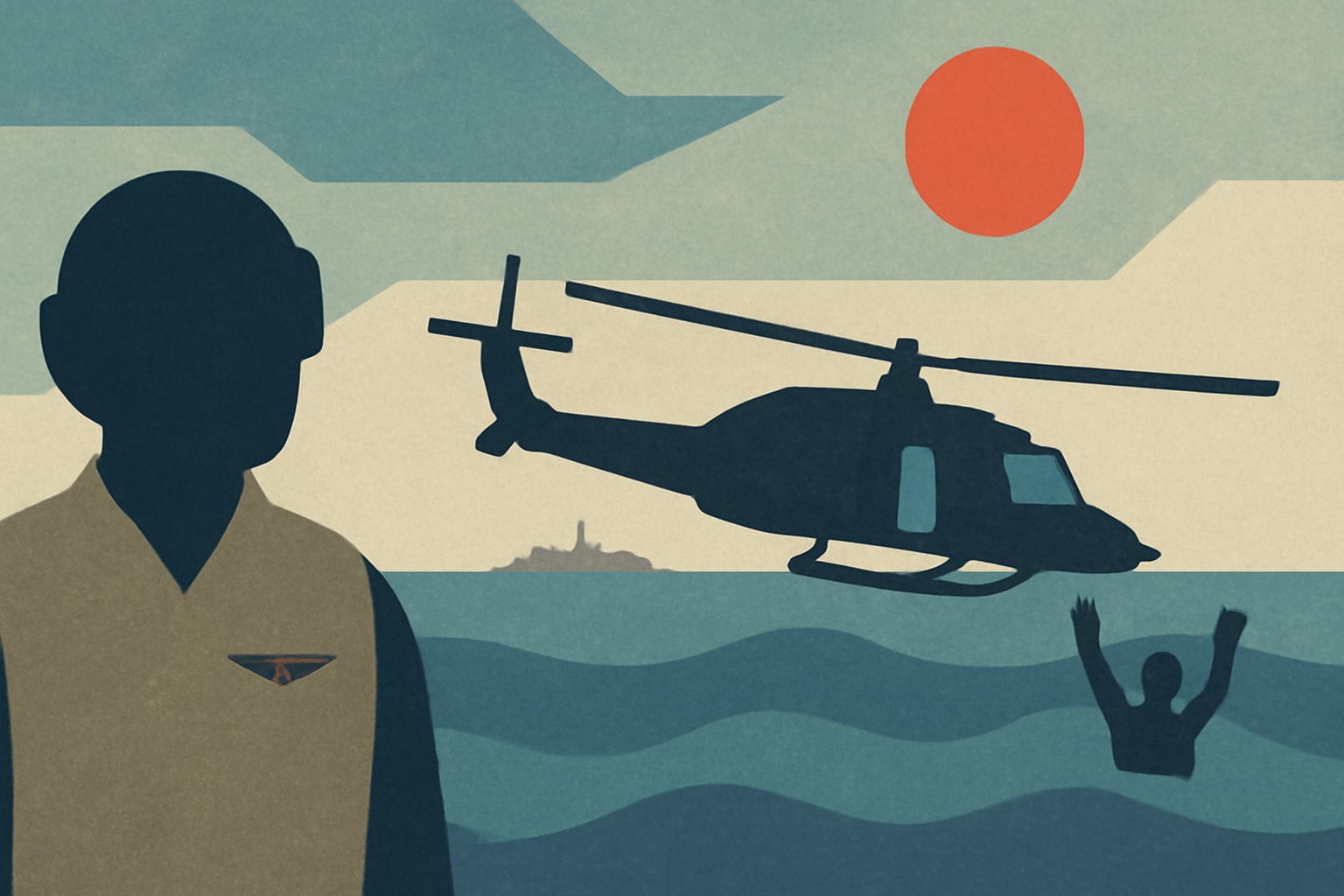 Editorial illustration for: Navy Aviator Missing After Helicopter Makes Emergency Landing in Arabian Sea