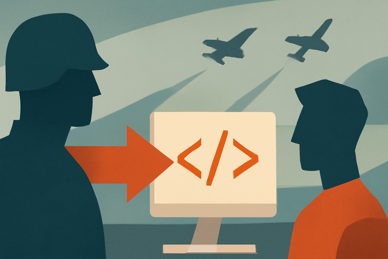 Editorial illustration for: Pentagon Launches ‘War Force’ Campaign to Recruit Software Engineers