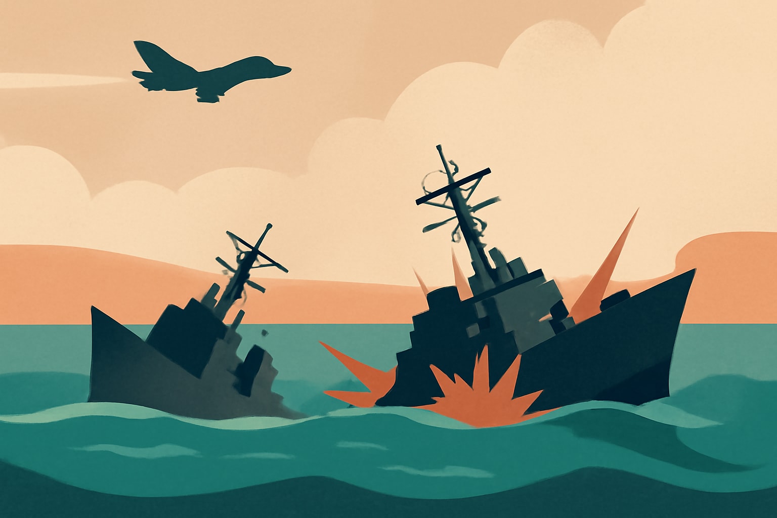 Editorial illustration for: Two Retired Warships to be Sunk During Rim of the Pacific Exercise