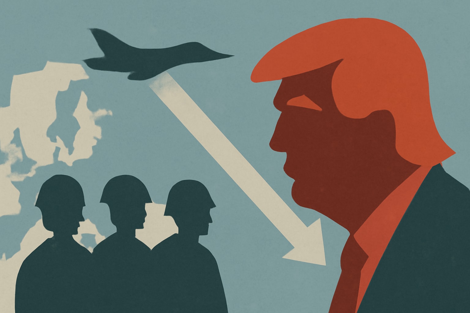 Editorial illustration for: Trump Weighs Troop Reductions in Europe Amid NATO Tensions
