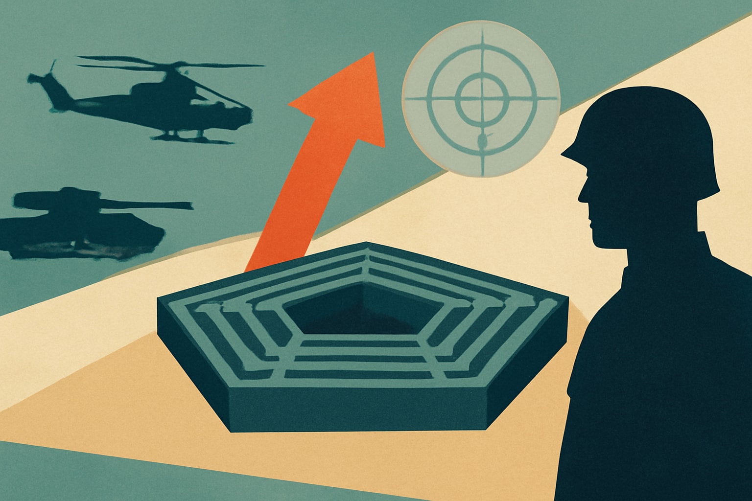 Editorial illustration for: The Pentagon Seeks Decision Advantage Amid Modern Warfare Challenges