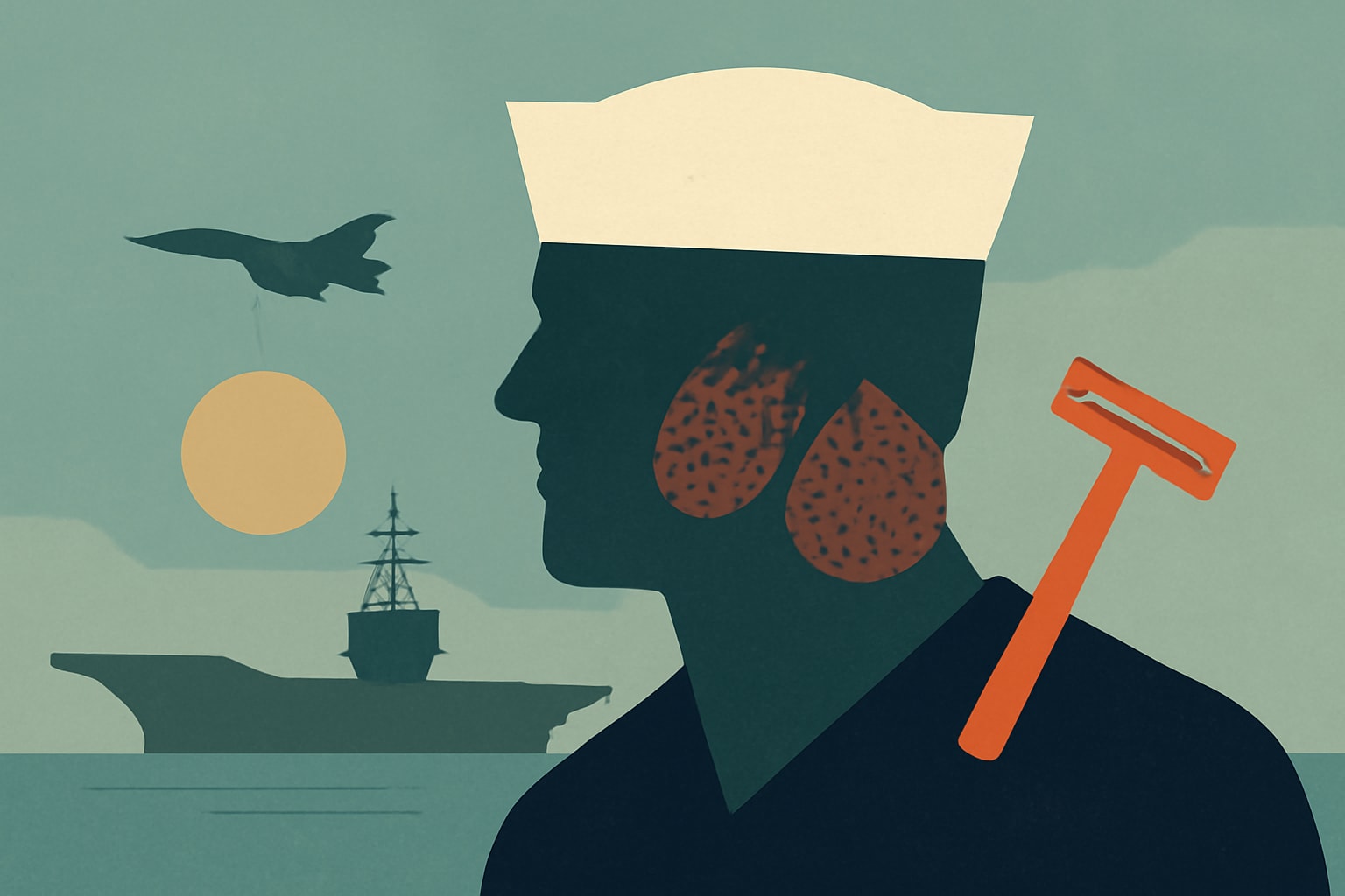 Editorial illustration for: Navy to Separate Sailors with Unmanageable Razor Bumps