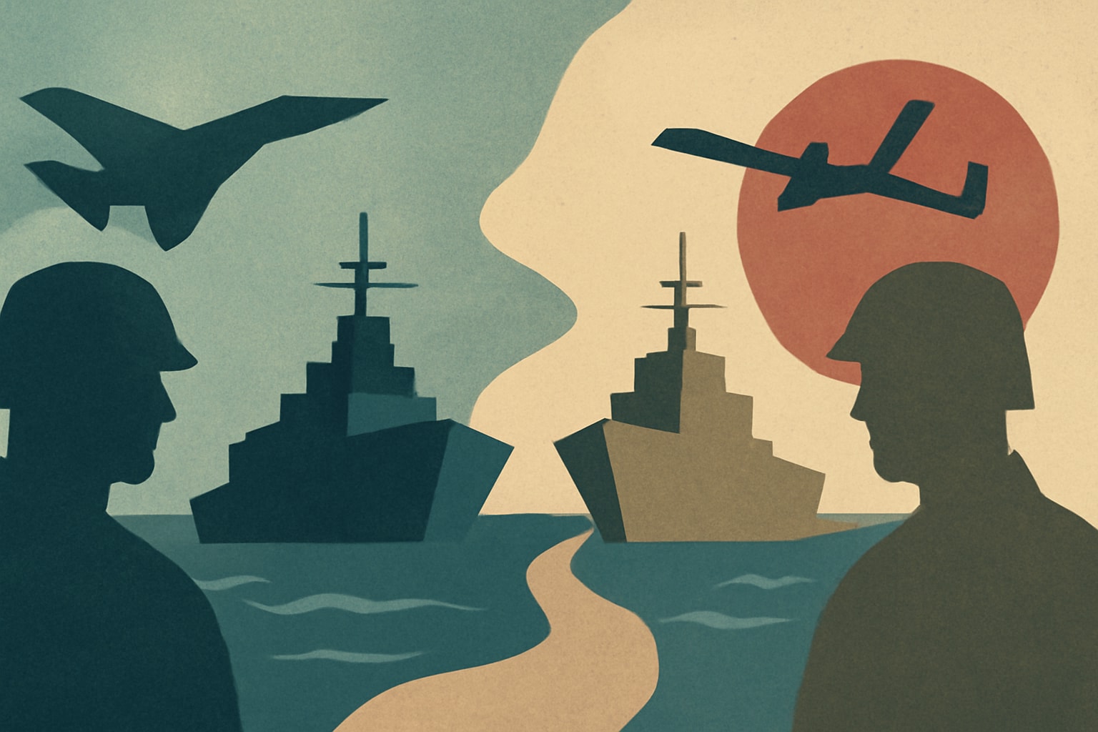 Editorial illustration for: U.S. and Iran Clash Over Control of Strait of Hormuz Amid Rising Tensions