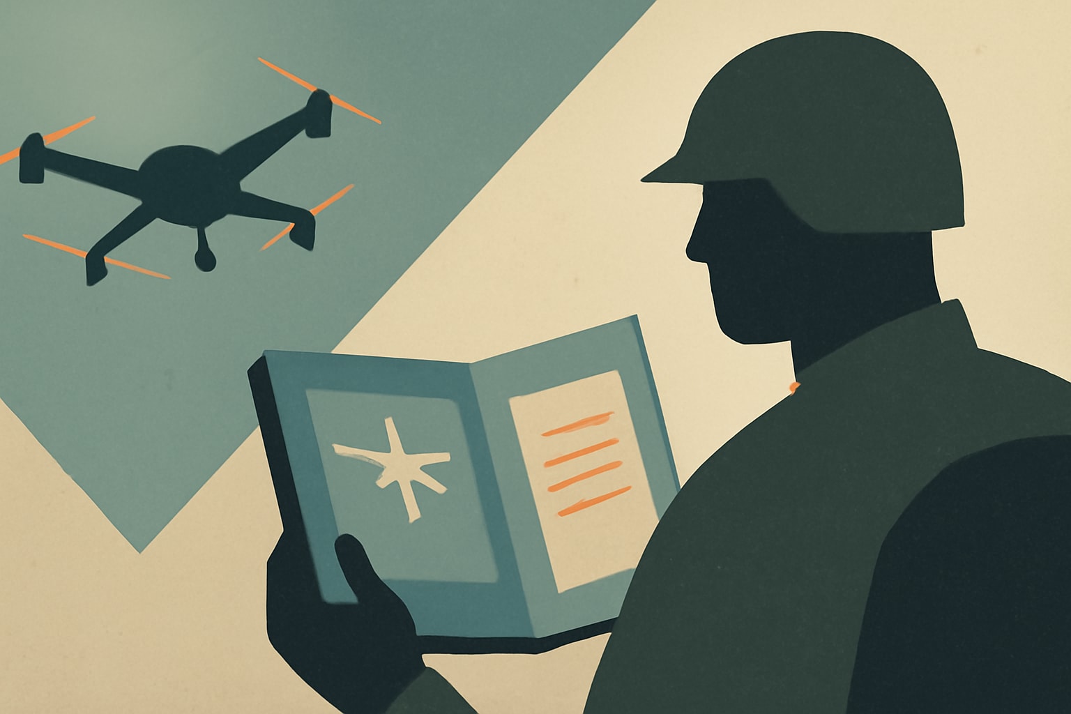Editorial illustration for: Pentagon Releases Handbook Addressing Drone Threats to Troops