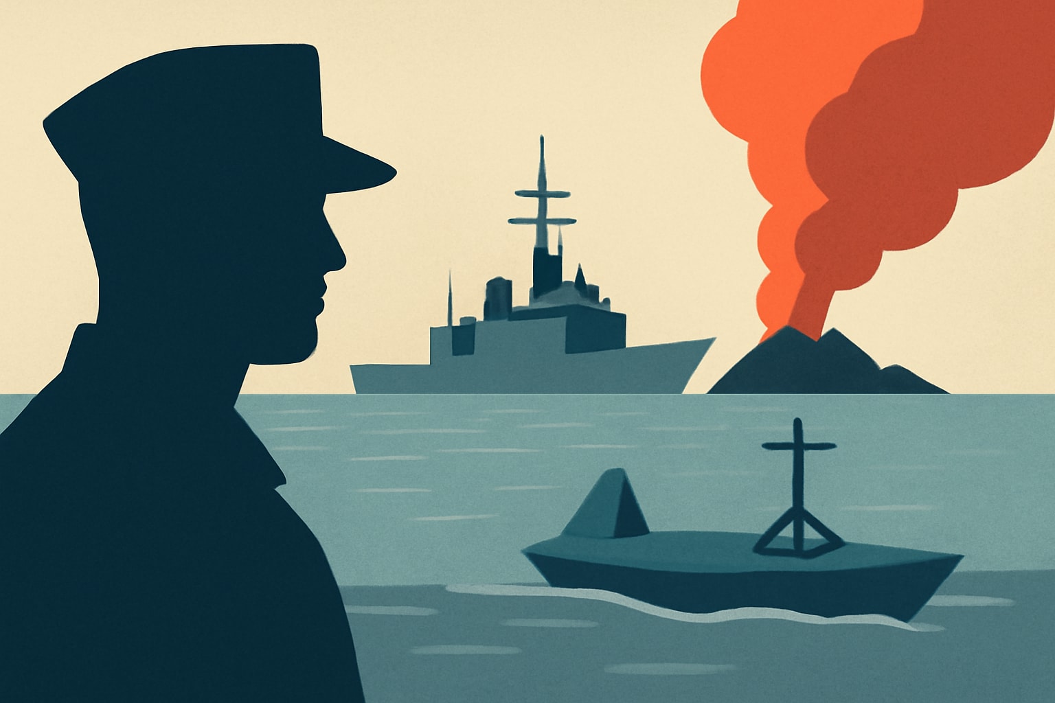 Editorial illustration for: U.S. Navy Deploys Sea Drones in First Combat Strike Against Iran