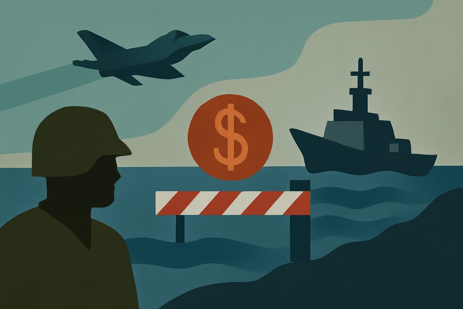Editorial illustration for: U.S. to Restart Blockade of Strait of Hormuz, May Impose Tariffs