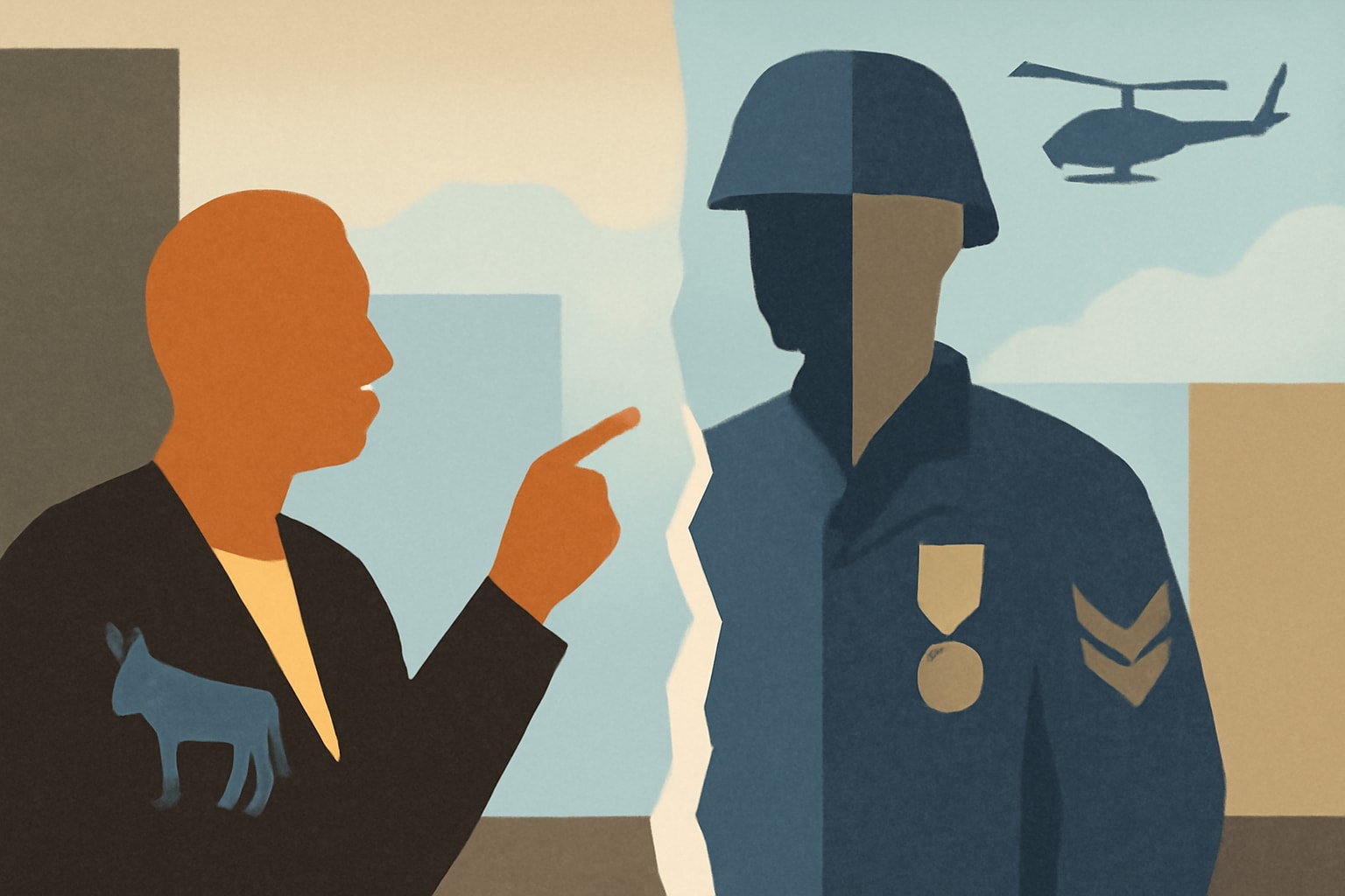 Editorial illustration for: Top House Democrat Calls to Split Veterans Omnibus, Advance Major Richard Star Act