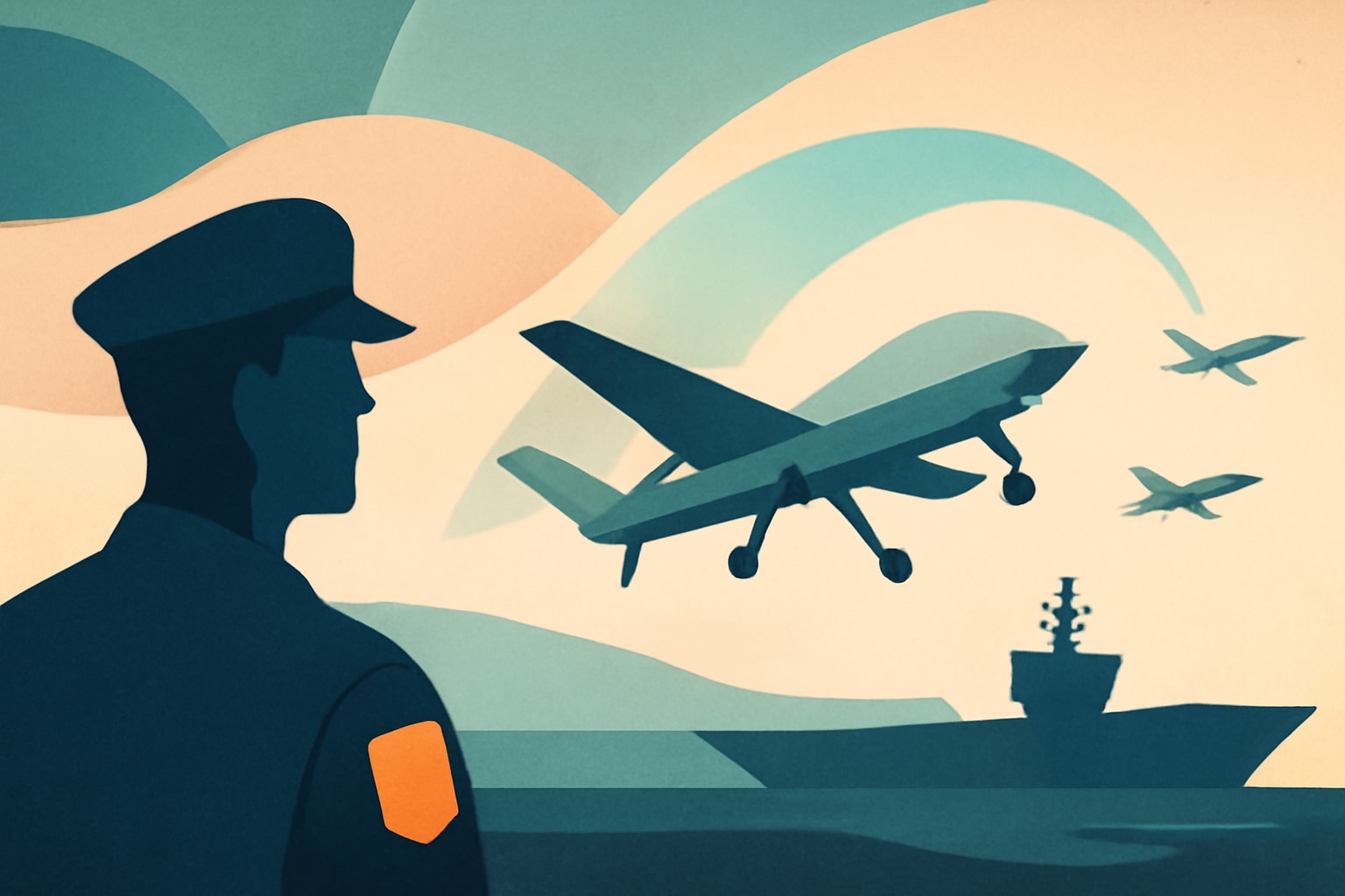 Editorial illustration for: Navy Plans Next-Gen Carrier-Based Drones for Diverse Missions