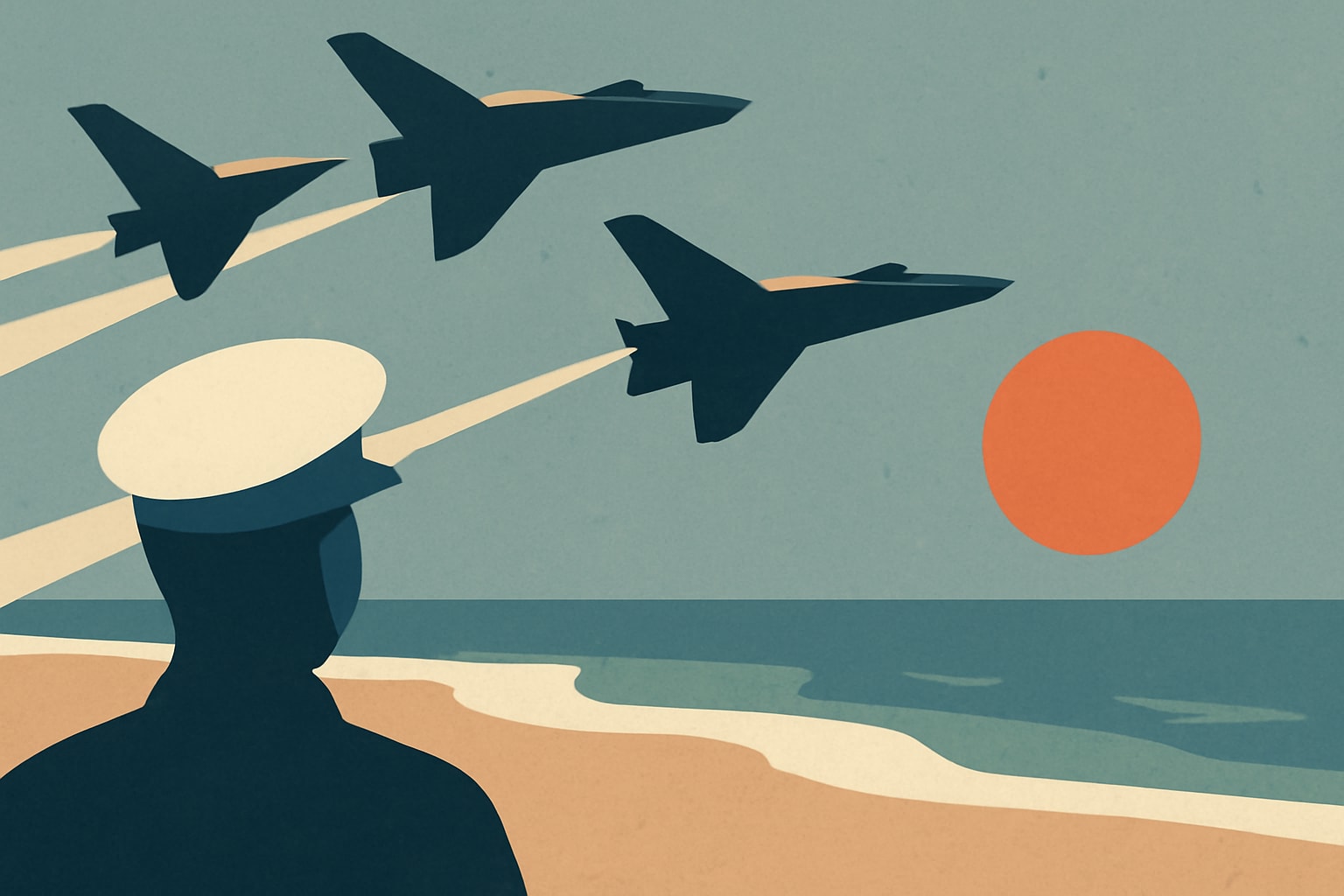 Editorial illustration for: Navy Initiates Safety Review After Blue Angels Fly Low Over Florida Beach