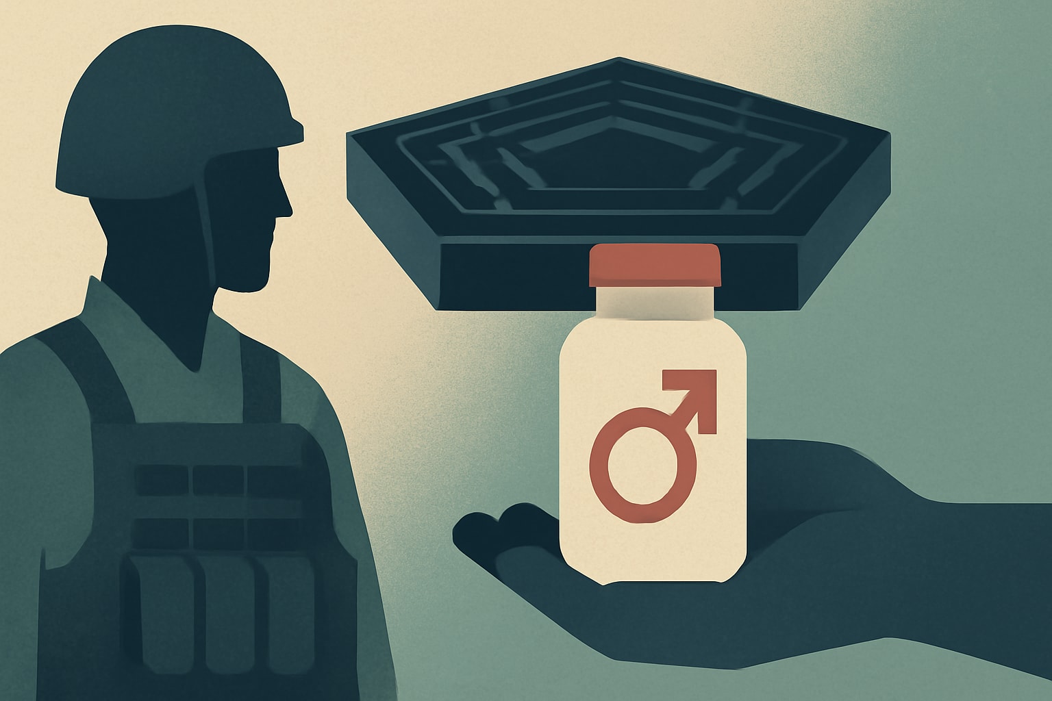 Editorial illustration for: Pentagon's Testosterone Program Addresses Operator Syndrome Concerns