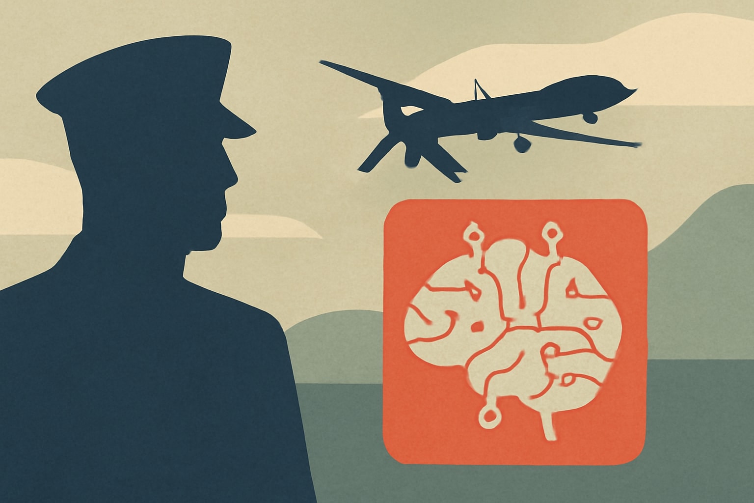 Editorial illustration for: Former Air Force Secretary Advocates for AI Over Human Operators
