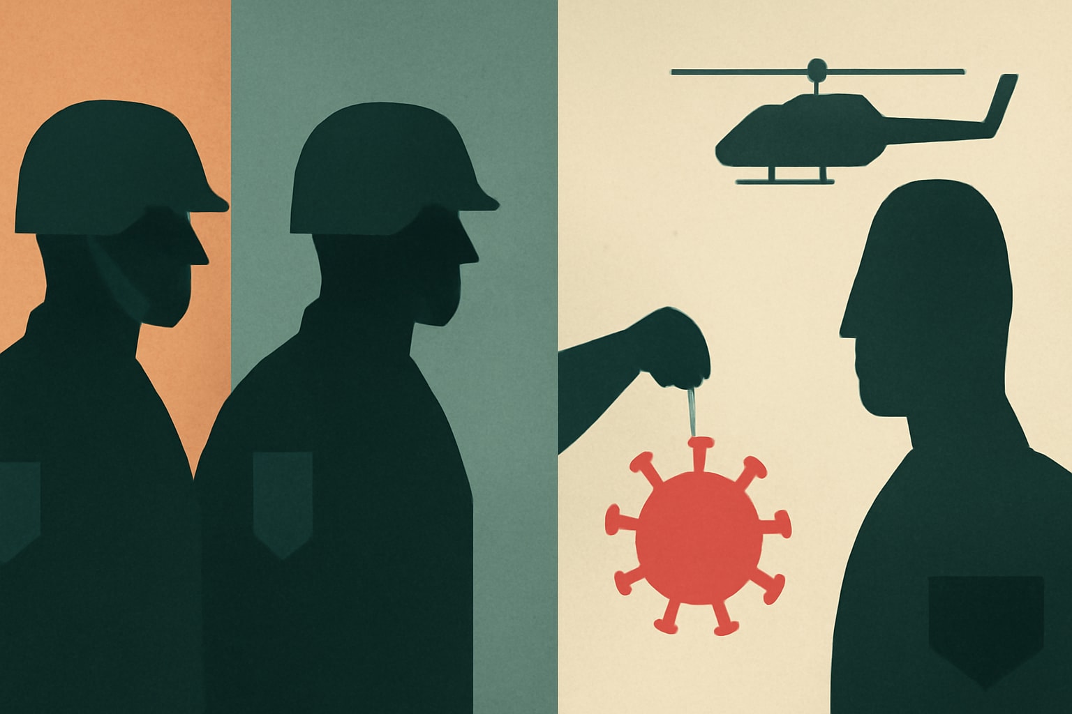 Editorial illustration for: 230 Troops Discharged for COVID-19 Vaccine Refusal Have Rejoined