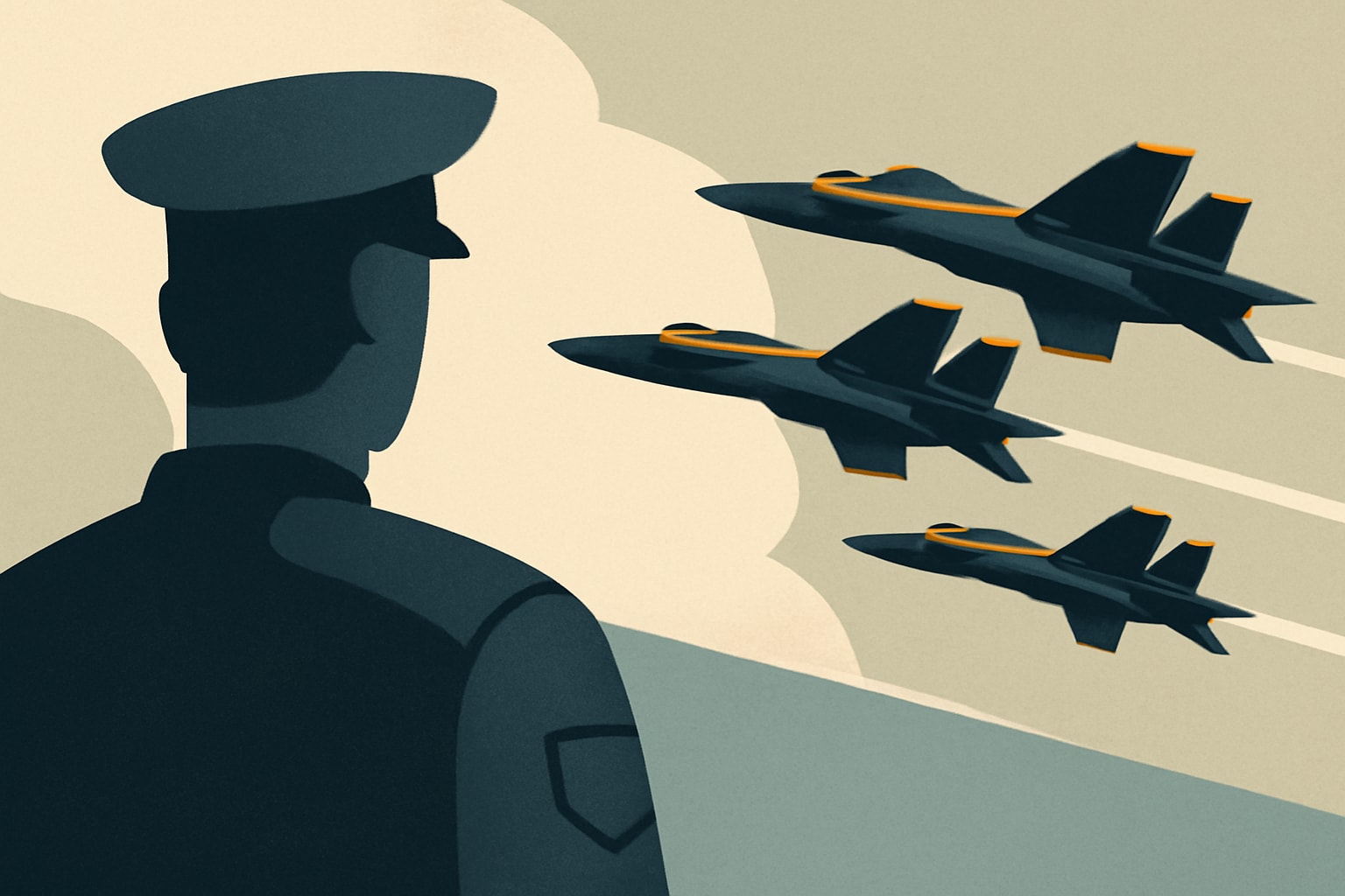 Editorial illustration for: Blue Angels Won’t Face Punishment After Low Flyover Incident