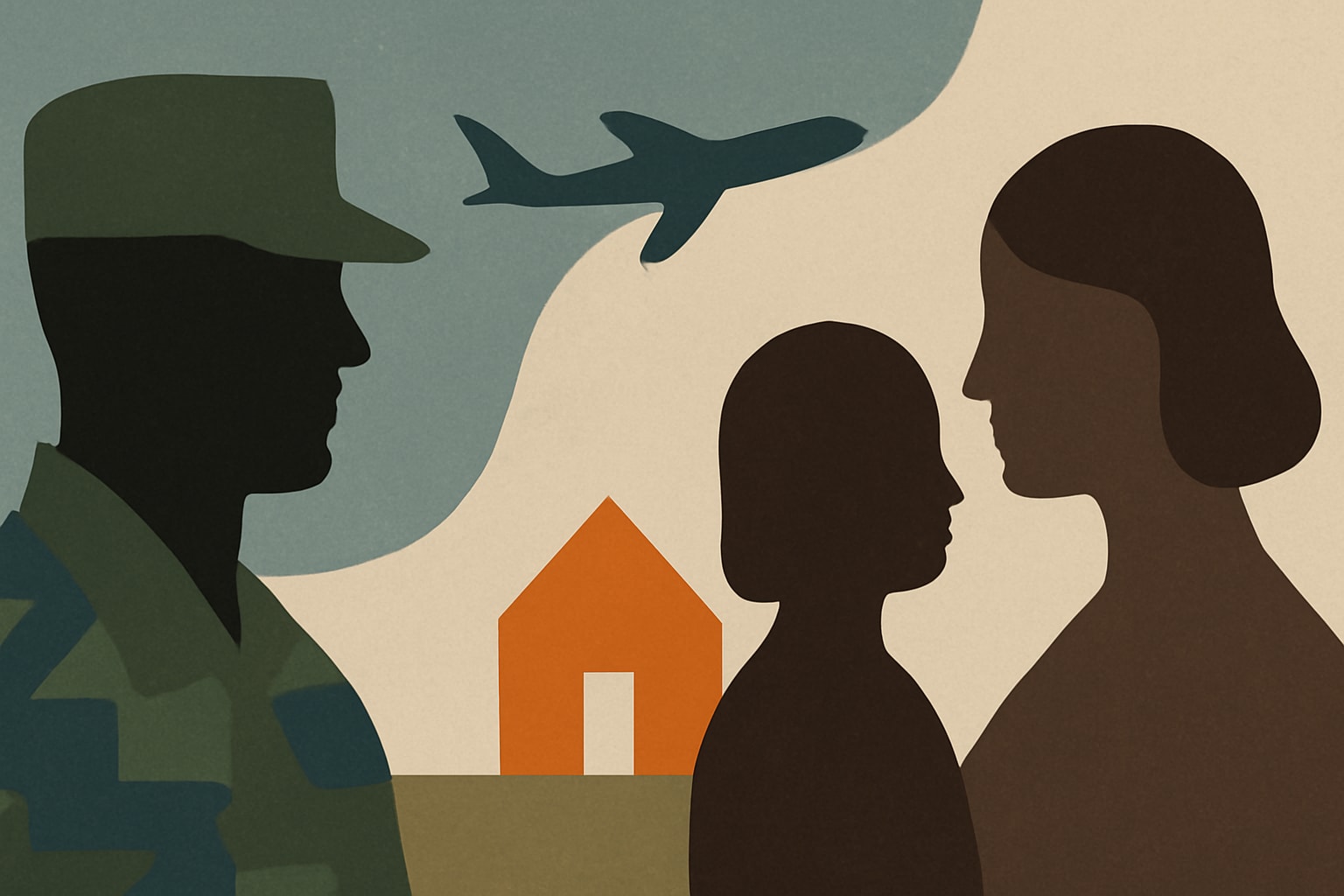 Editorial illustration for: The New Military Family: Navigating Life While Living Apart