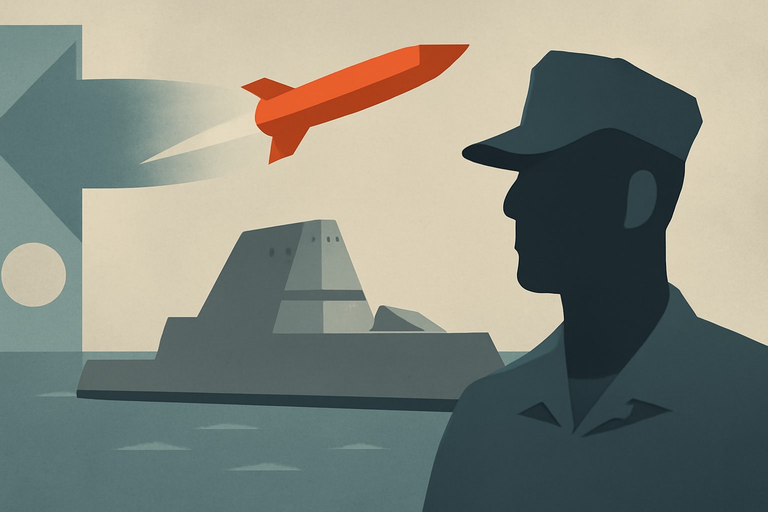 Editorial illustration for: US Navy 2 Years Behind on Hypersonic Missile Installation on Zumwalt Destroyers